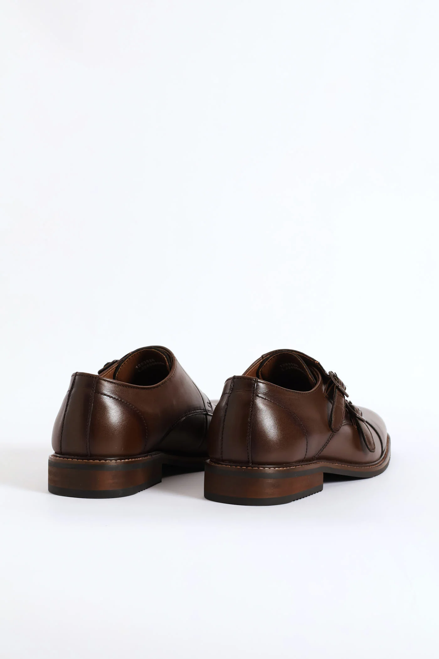 Leather Double Buckle Monk Shoe - Chocolate - Image 2