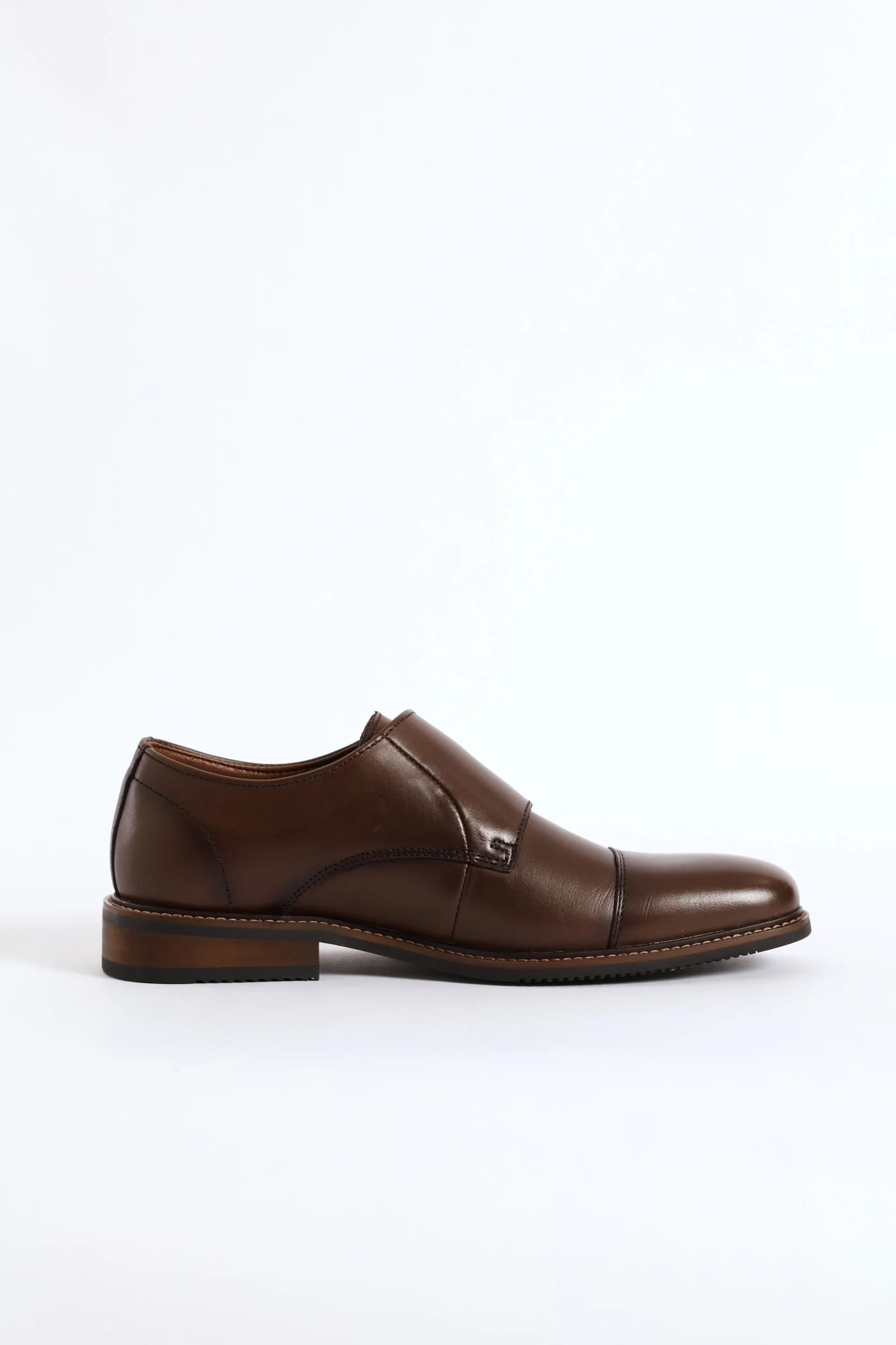Leather Double Buckle Monk Shoe - Chocolate - Image 4