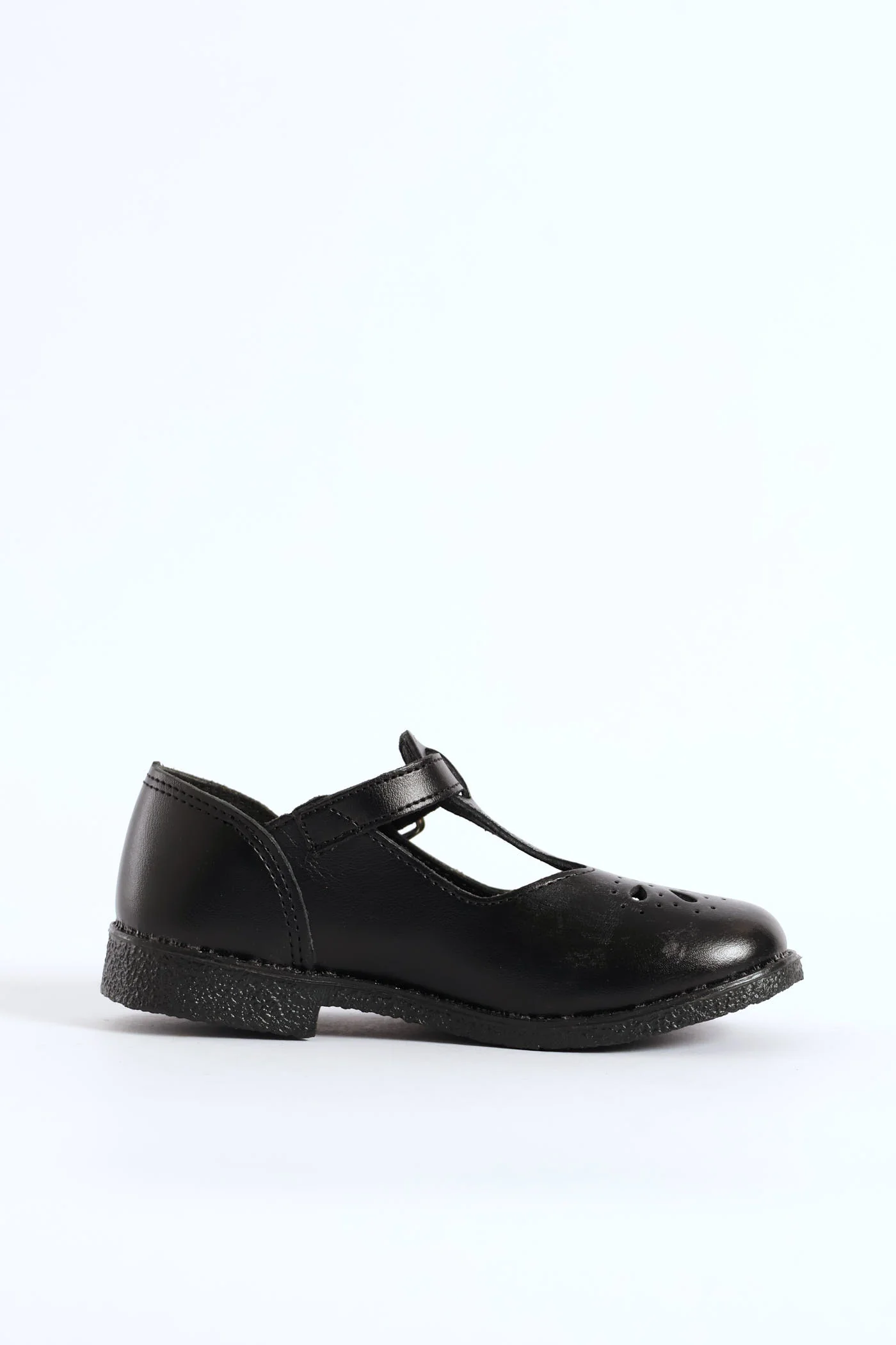 Leather Girls T-Bar School Shoe - Black - Image 2