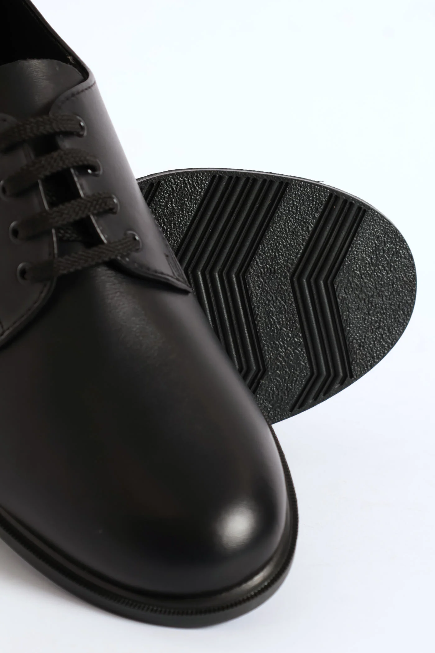 Leather Mens Lace-Up School Shoe - Black - Image 2