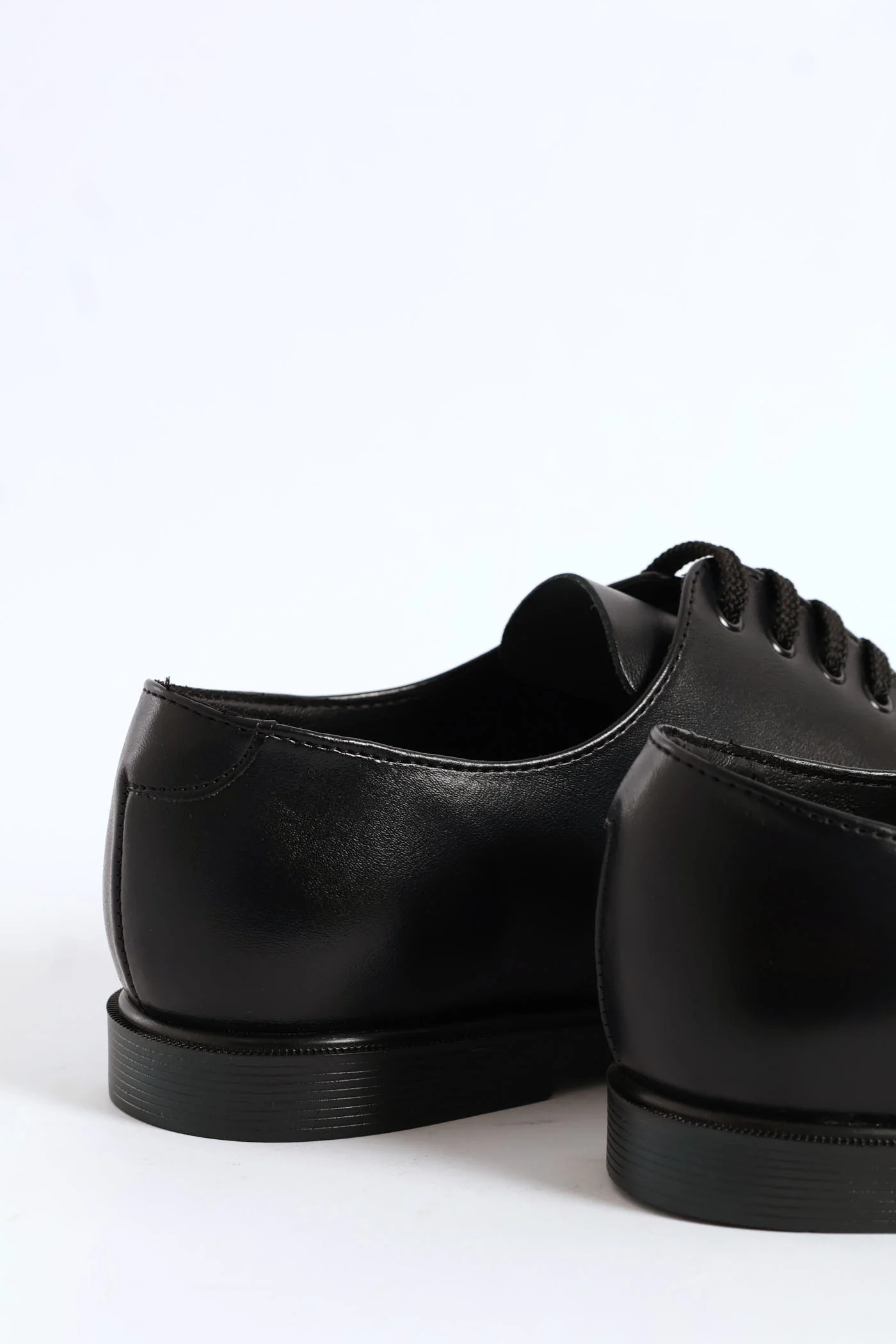 Leather Mens Lace-Up School Shoe - Black - Image 3