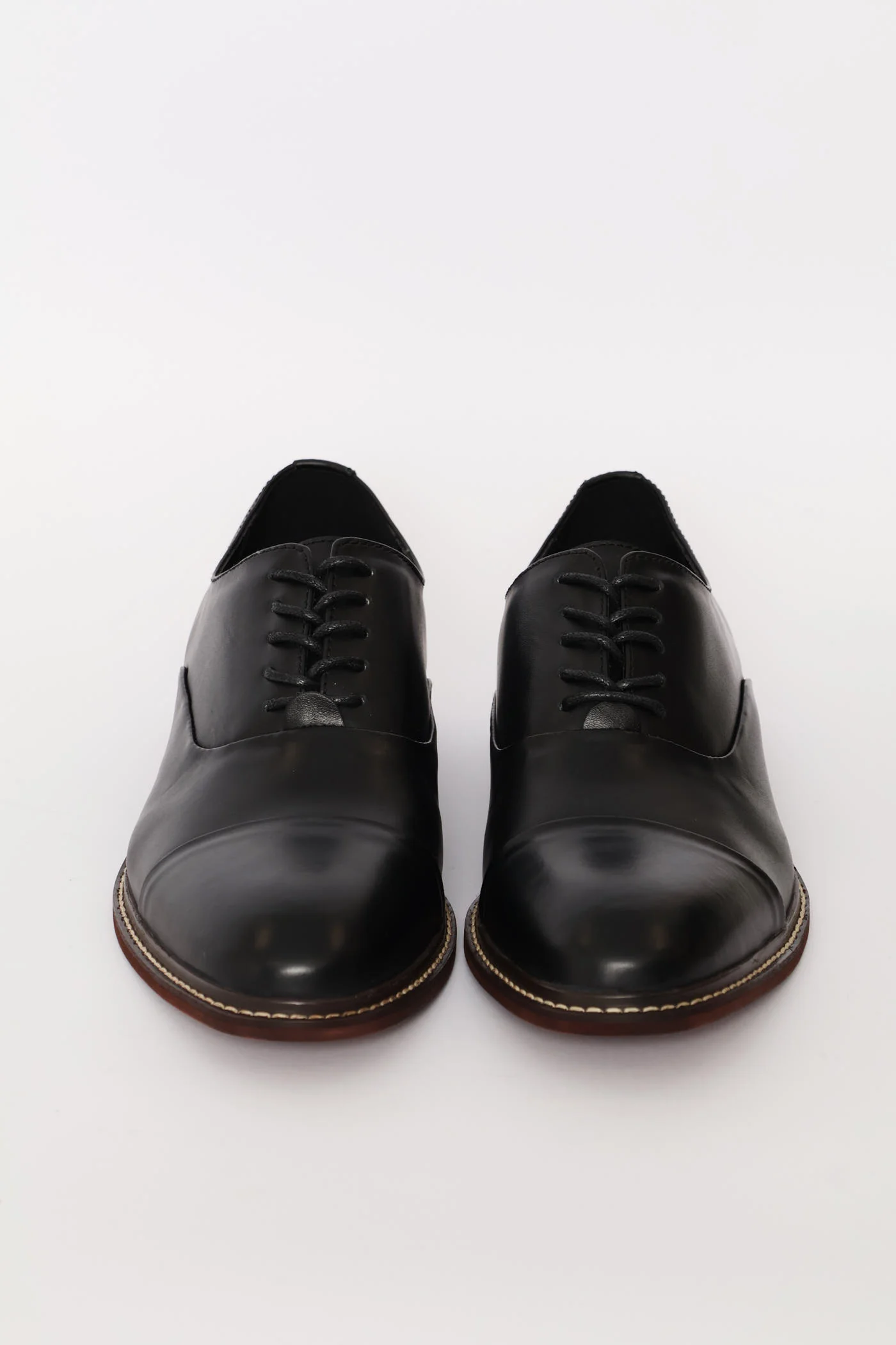 Leather Oxford Formal Shoe With Toe Cap - Black - Image 5