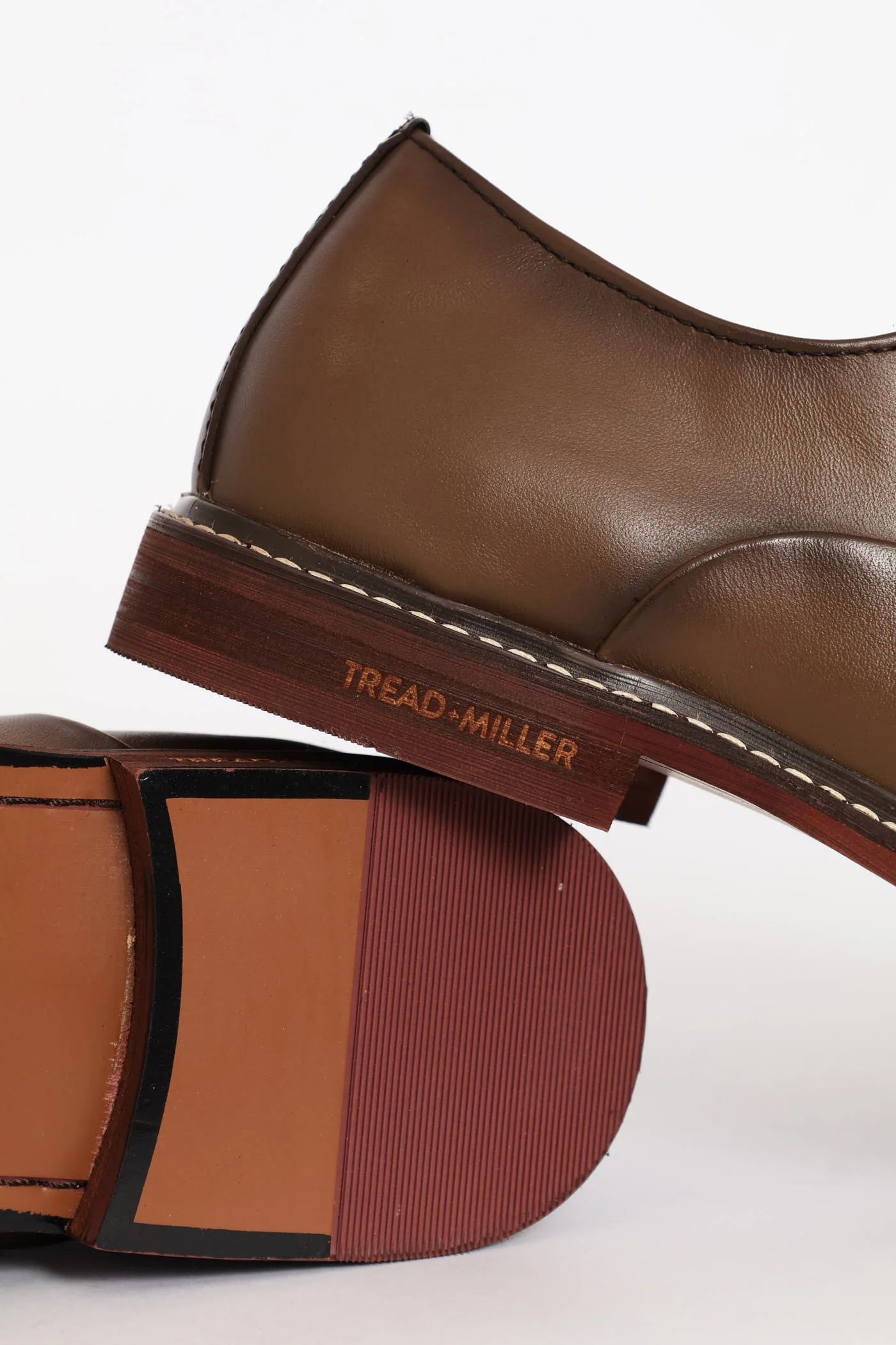 Leather Oxford Formal Shoe With Toe Cap - Chocolate - Image 3