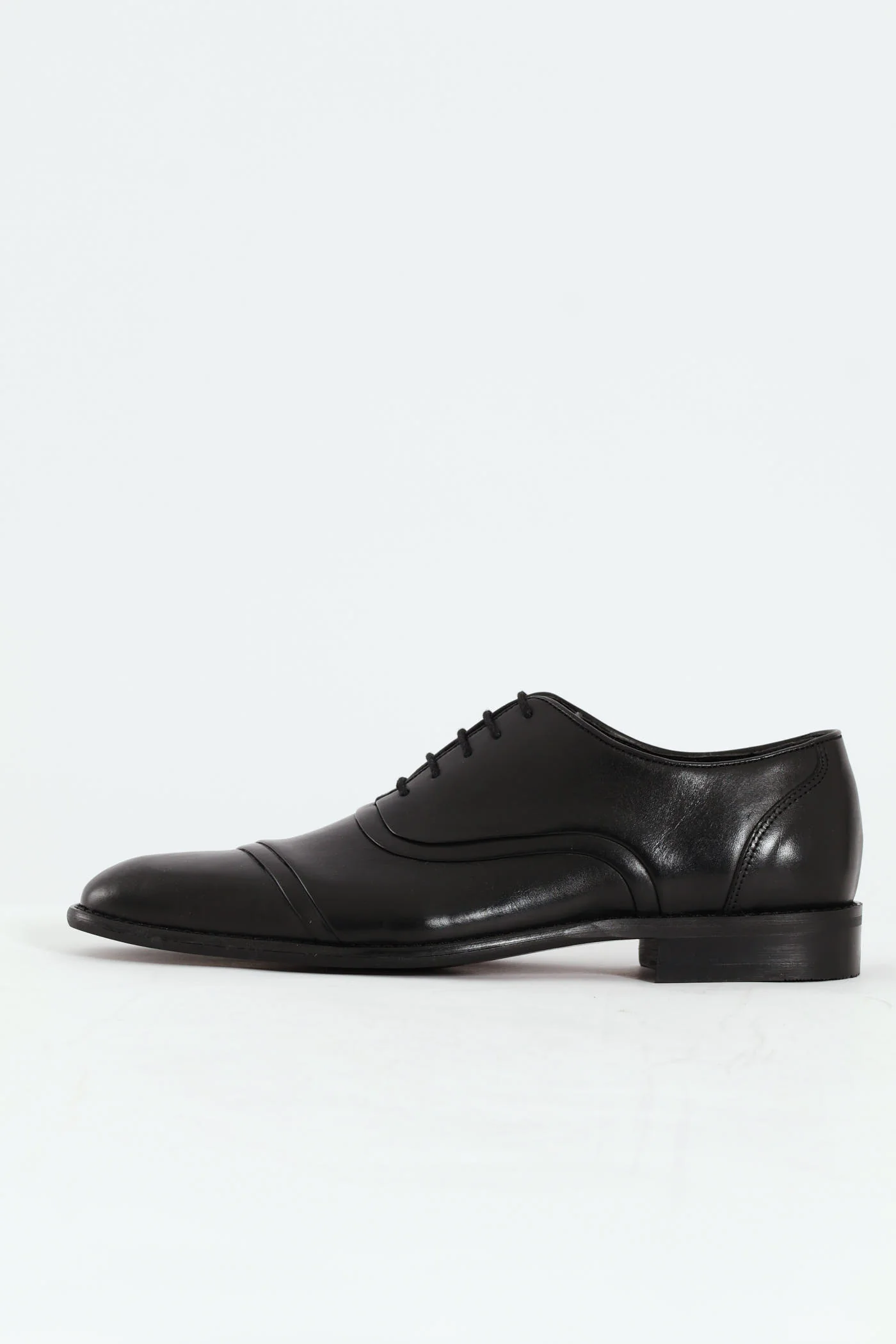 Leather Oxford Toe Cap Dress Shoe - Black - Image 7