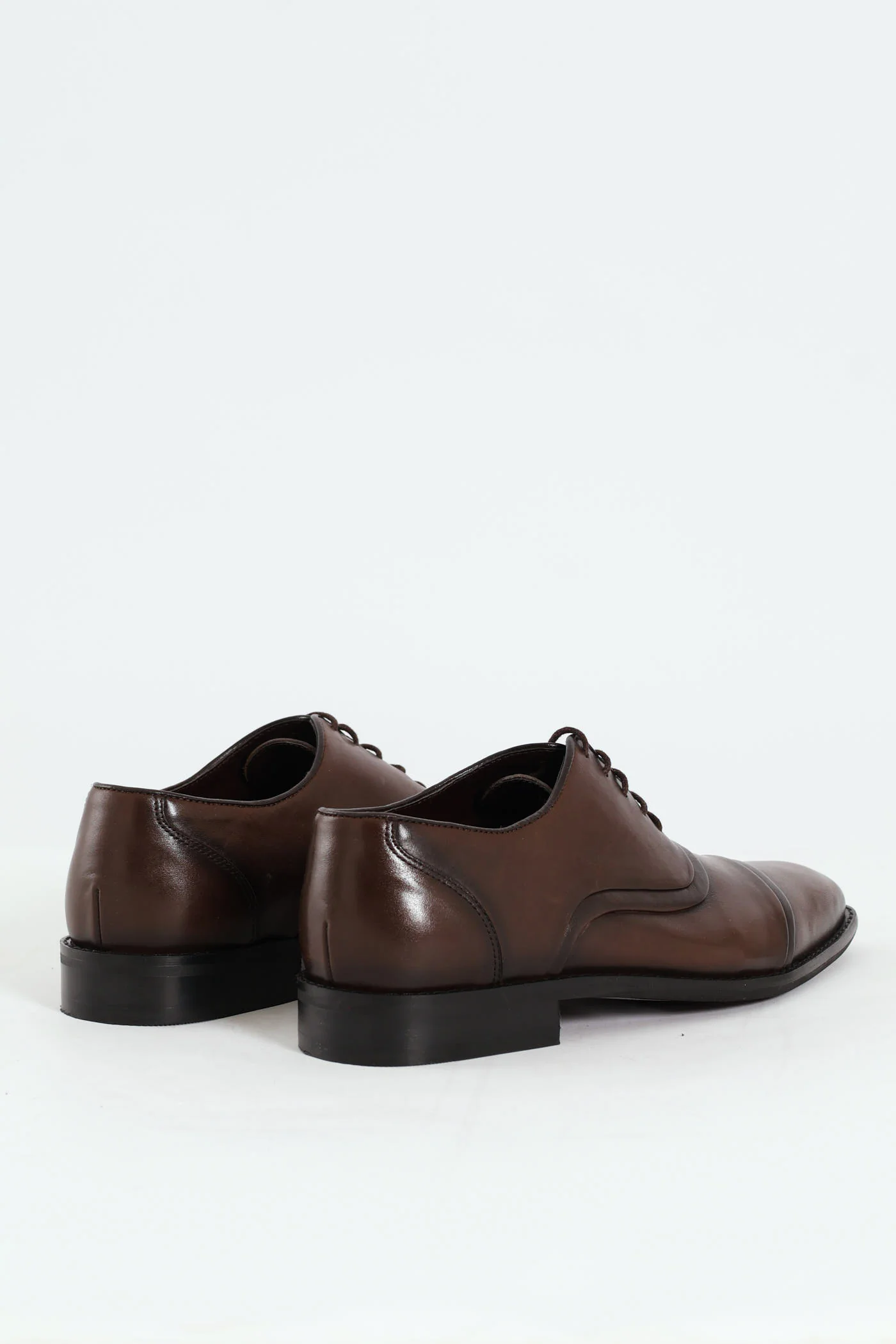 Leather Oxford Toe Cap Dress Shoe - Brown - Image 6