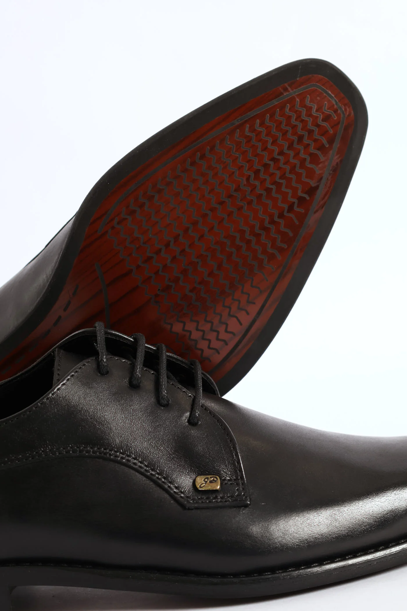 Leather Plain Toe Derby Shoe - Black - Image 2