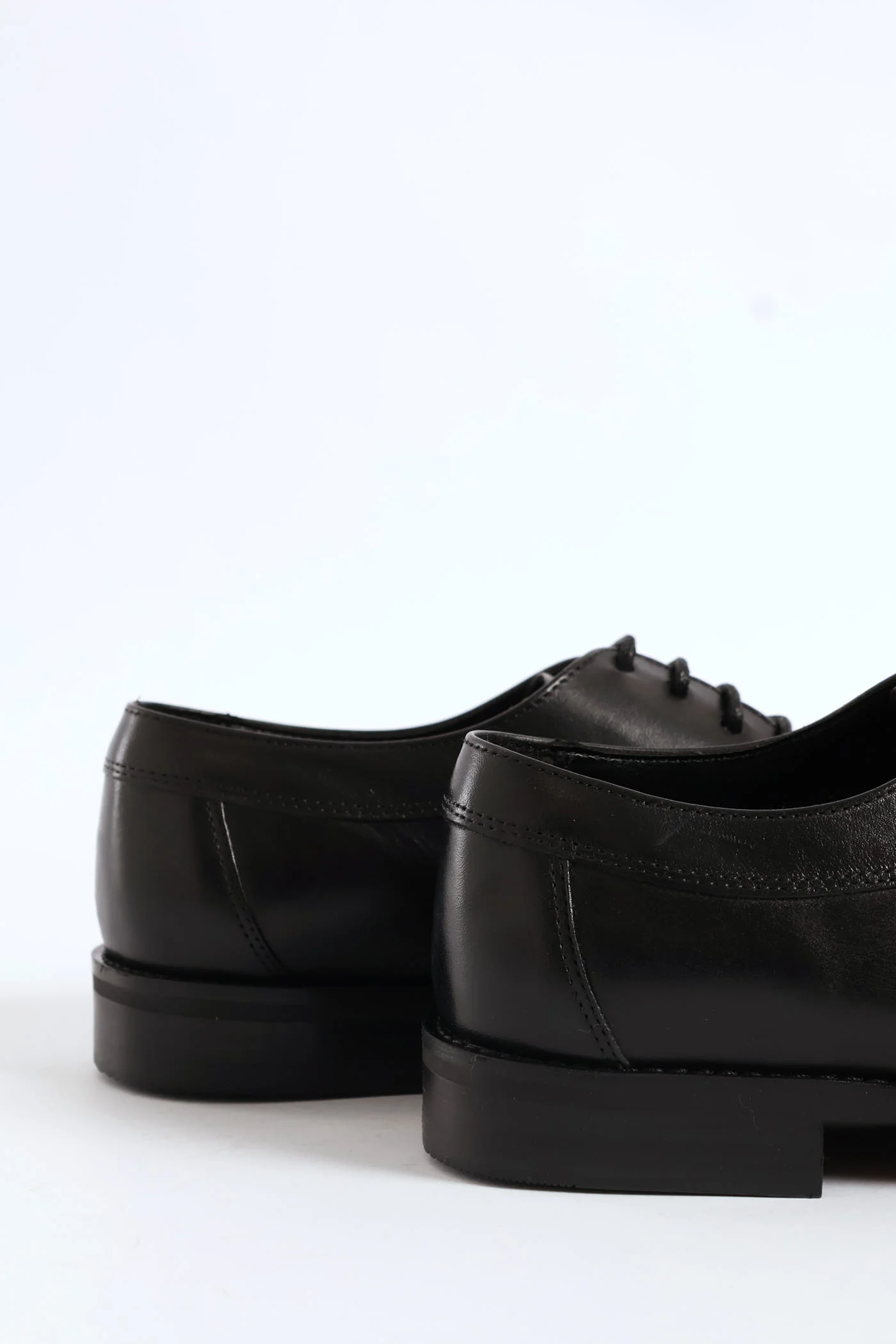 Leather Plain Toe Derby Shoe - Black - Image 5