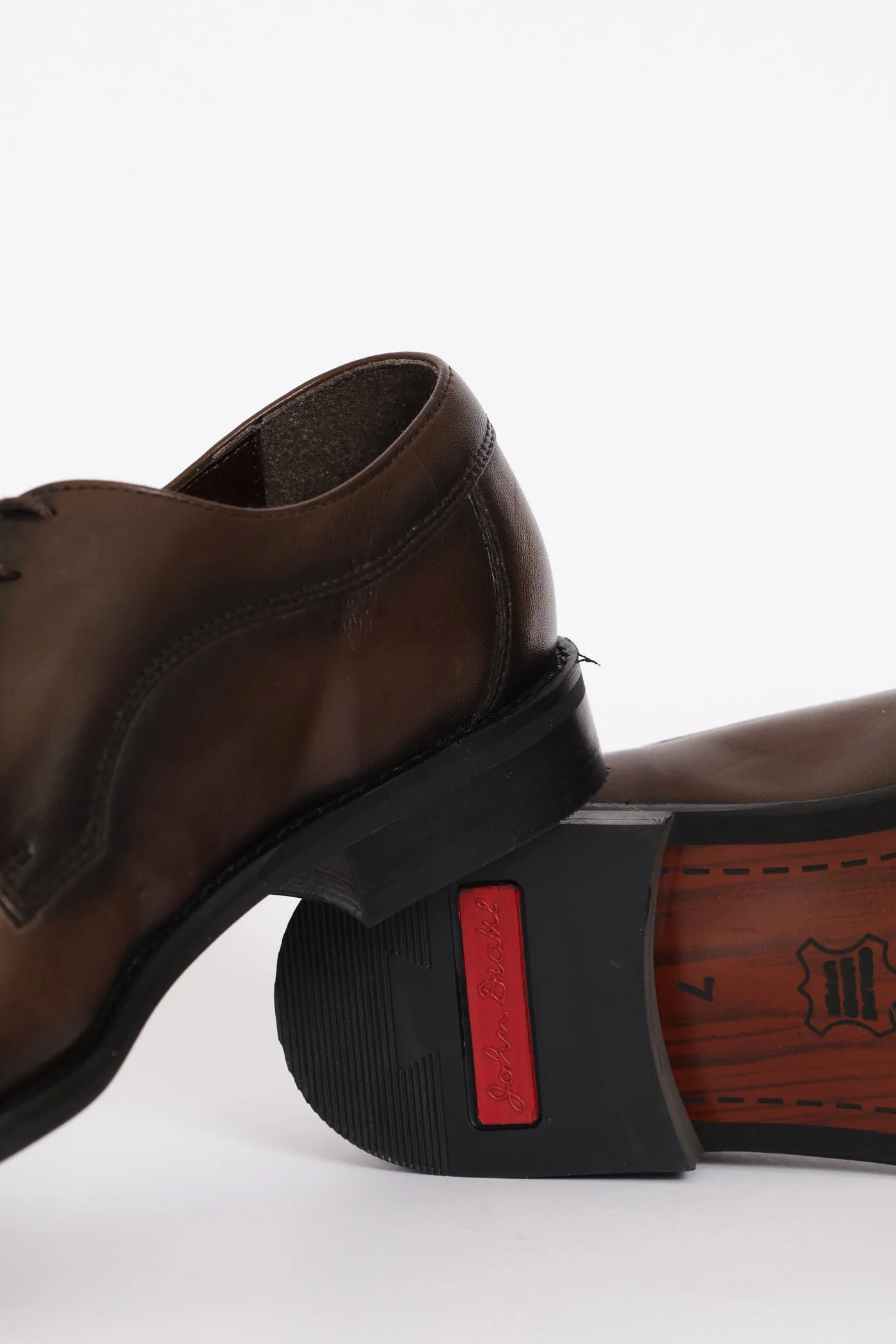 Leather Plain Toe Derby Shoe - Chocolate - Image 3