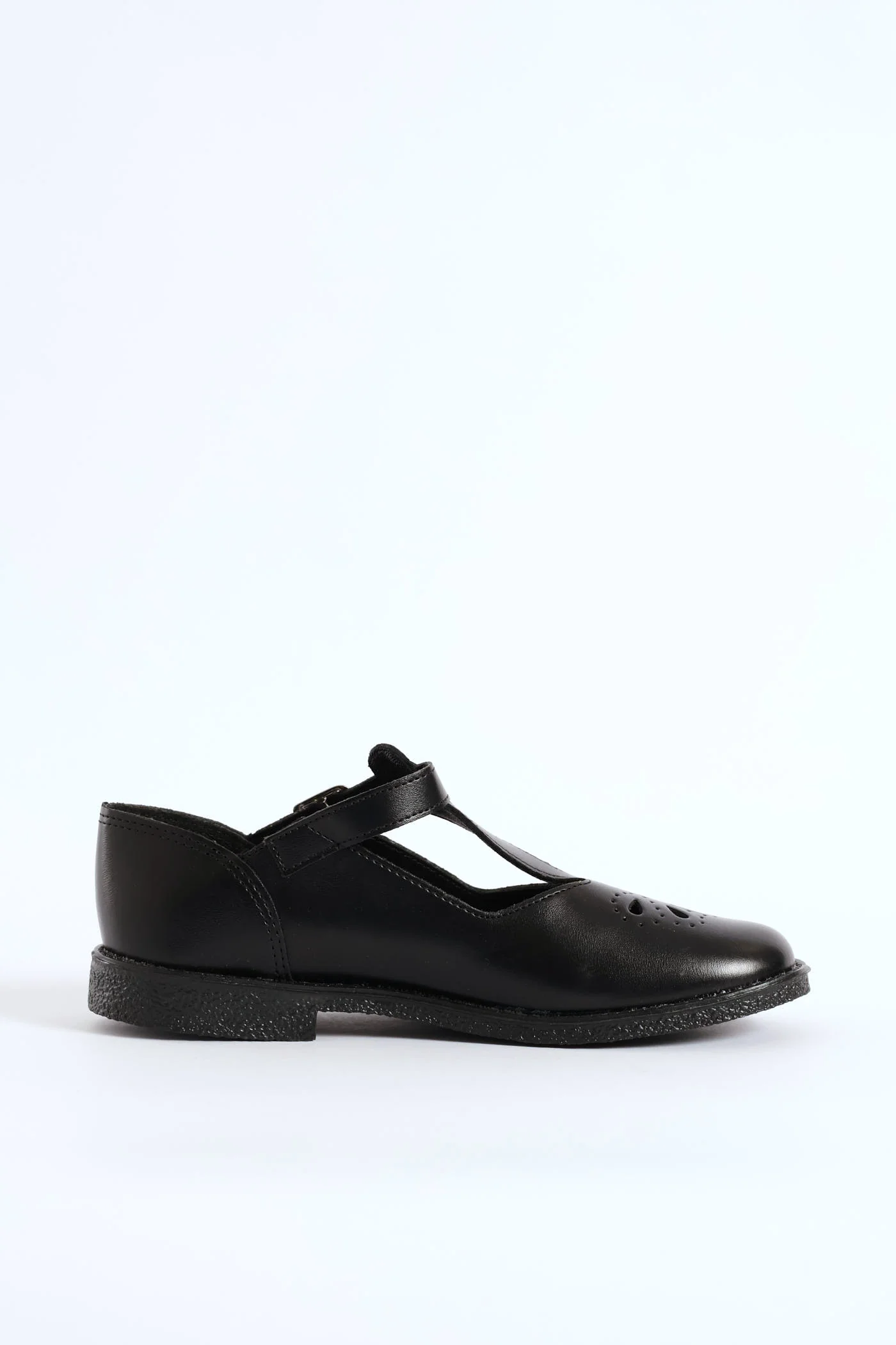 Leather Pre-Girls T-Bar School Shoe - Black - Image 2