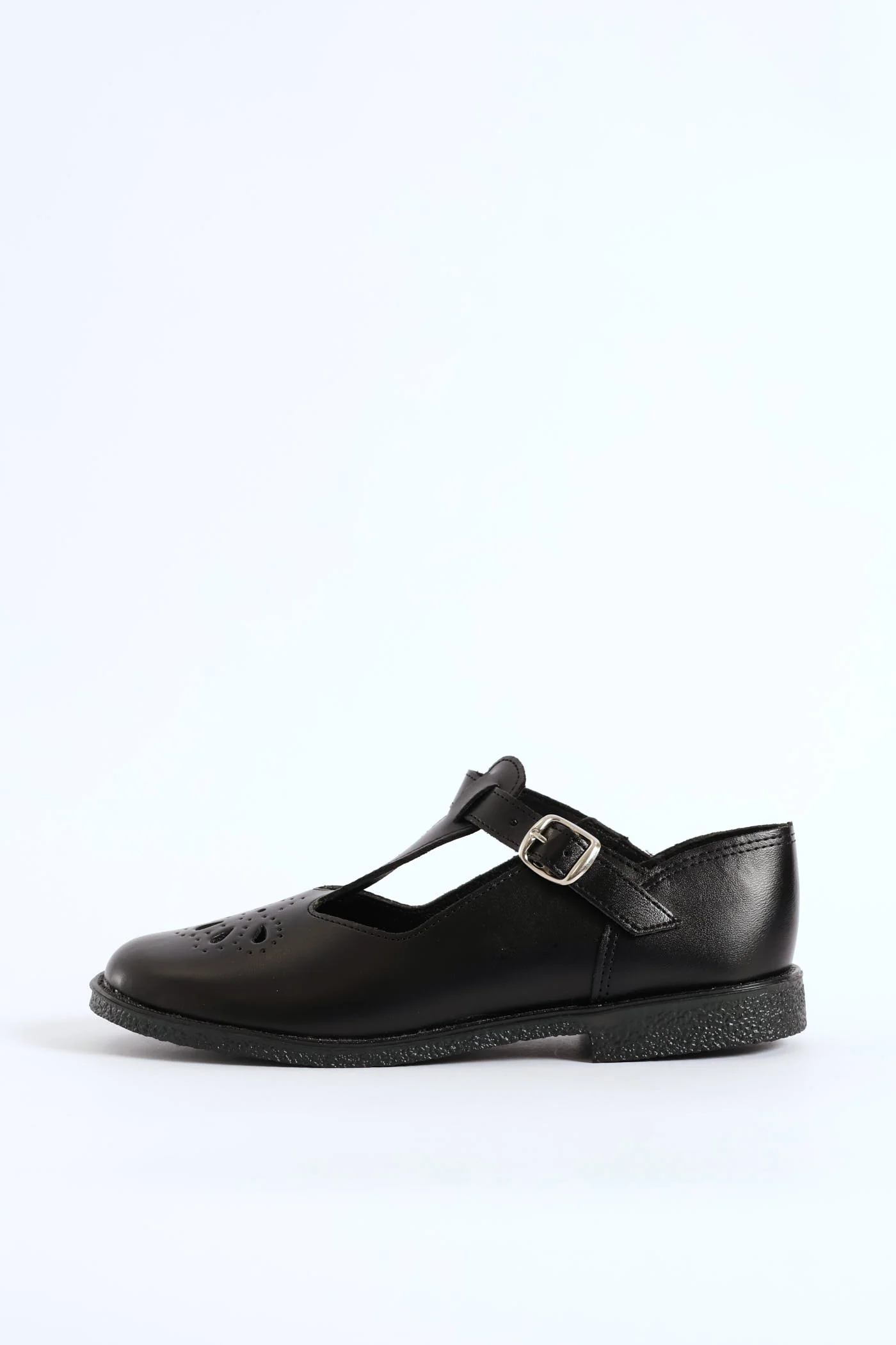 Leather Pre-Girls T-Bar School Shoe - Black - Image 3