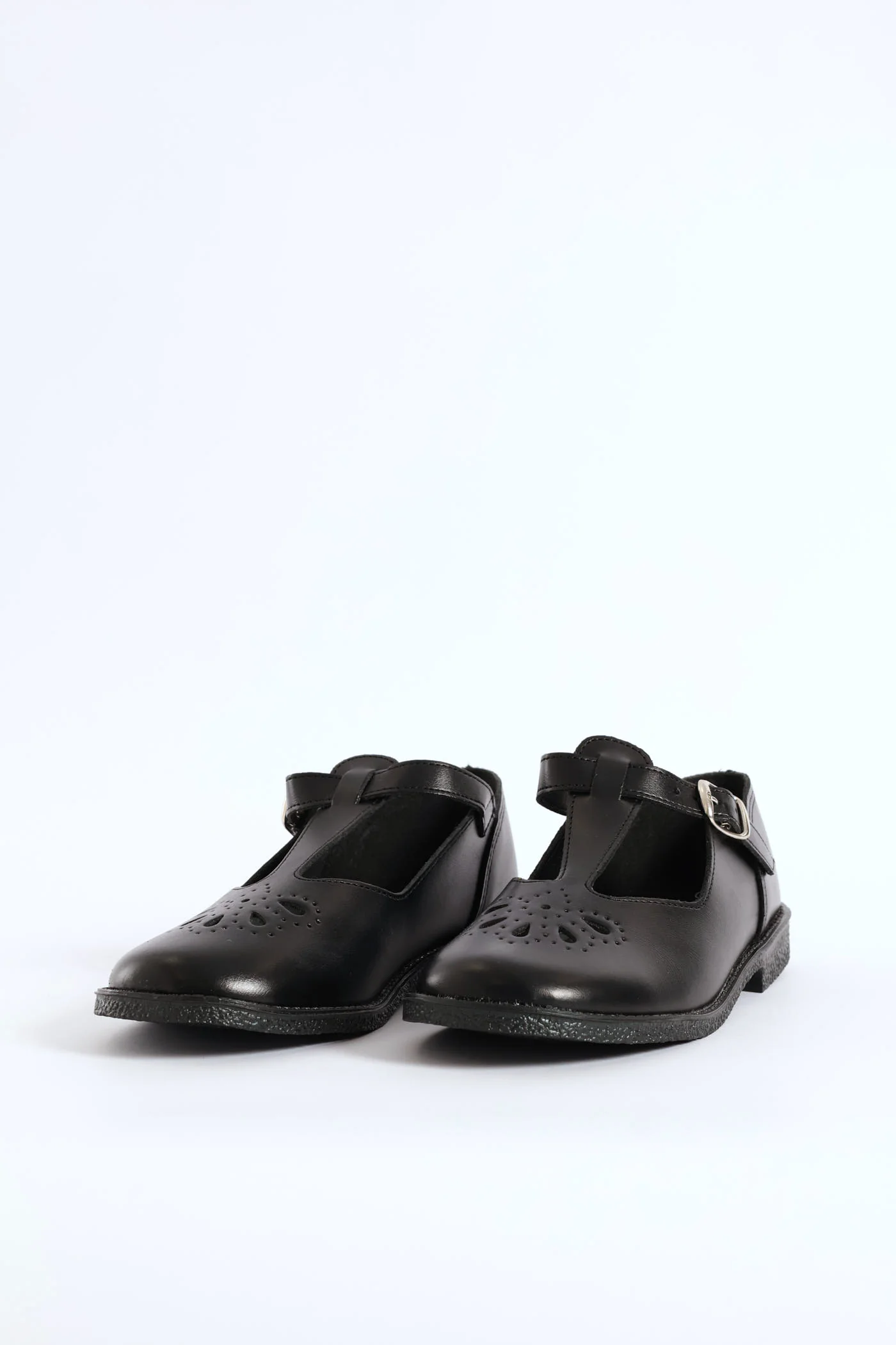 Leather Pre-Girls T-Bar School Shoe - Black - Image 4