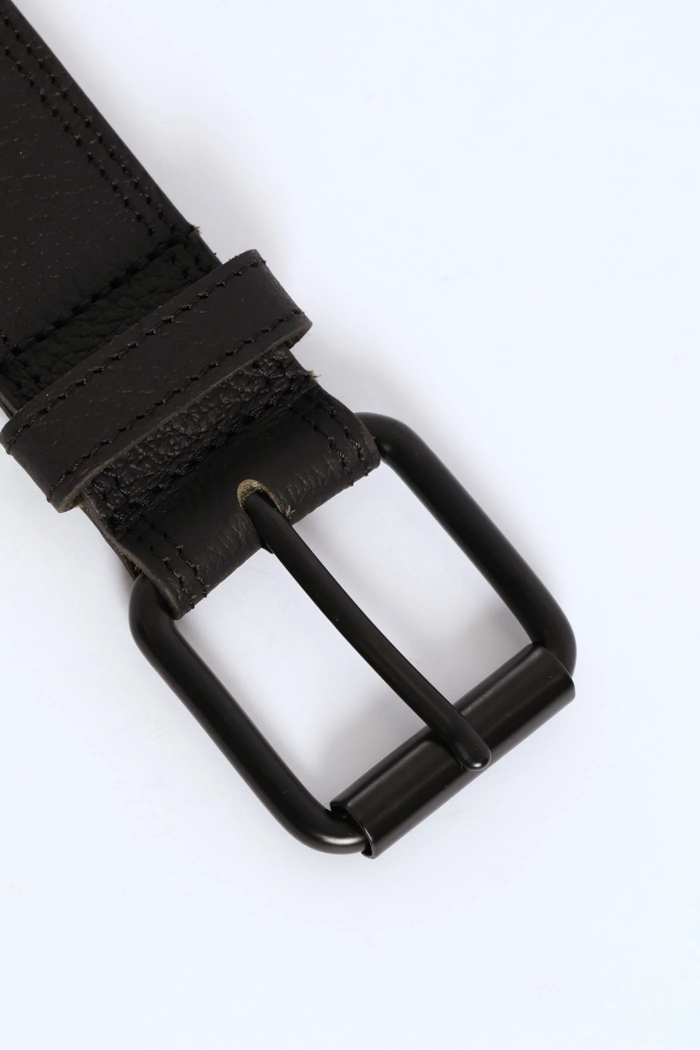 Leather Roller Tonal Stitched Belt - Black - Image 2
