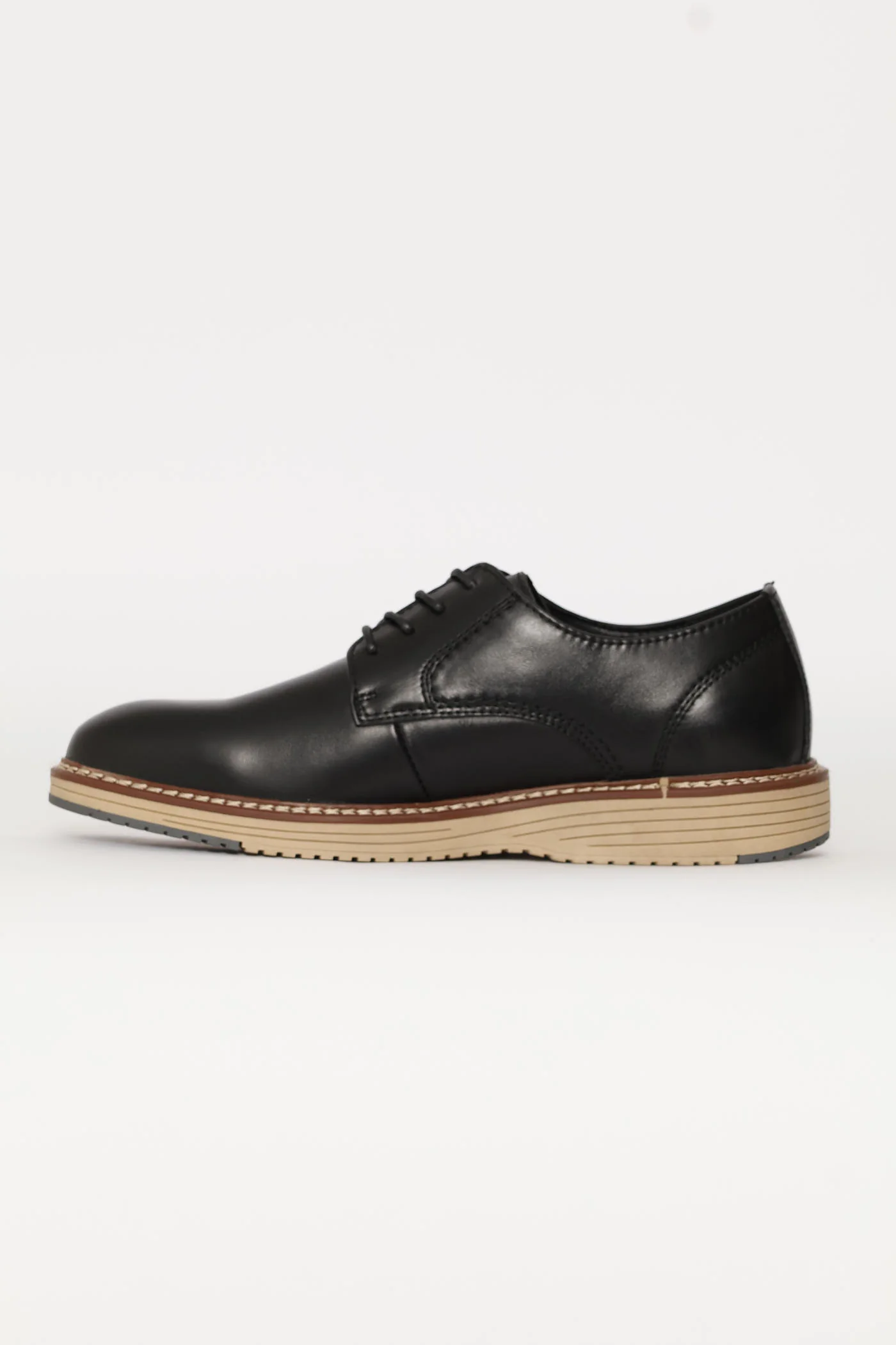 Leather Smart Casual Derby Shoe - Black - Image 3