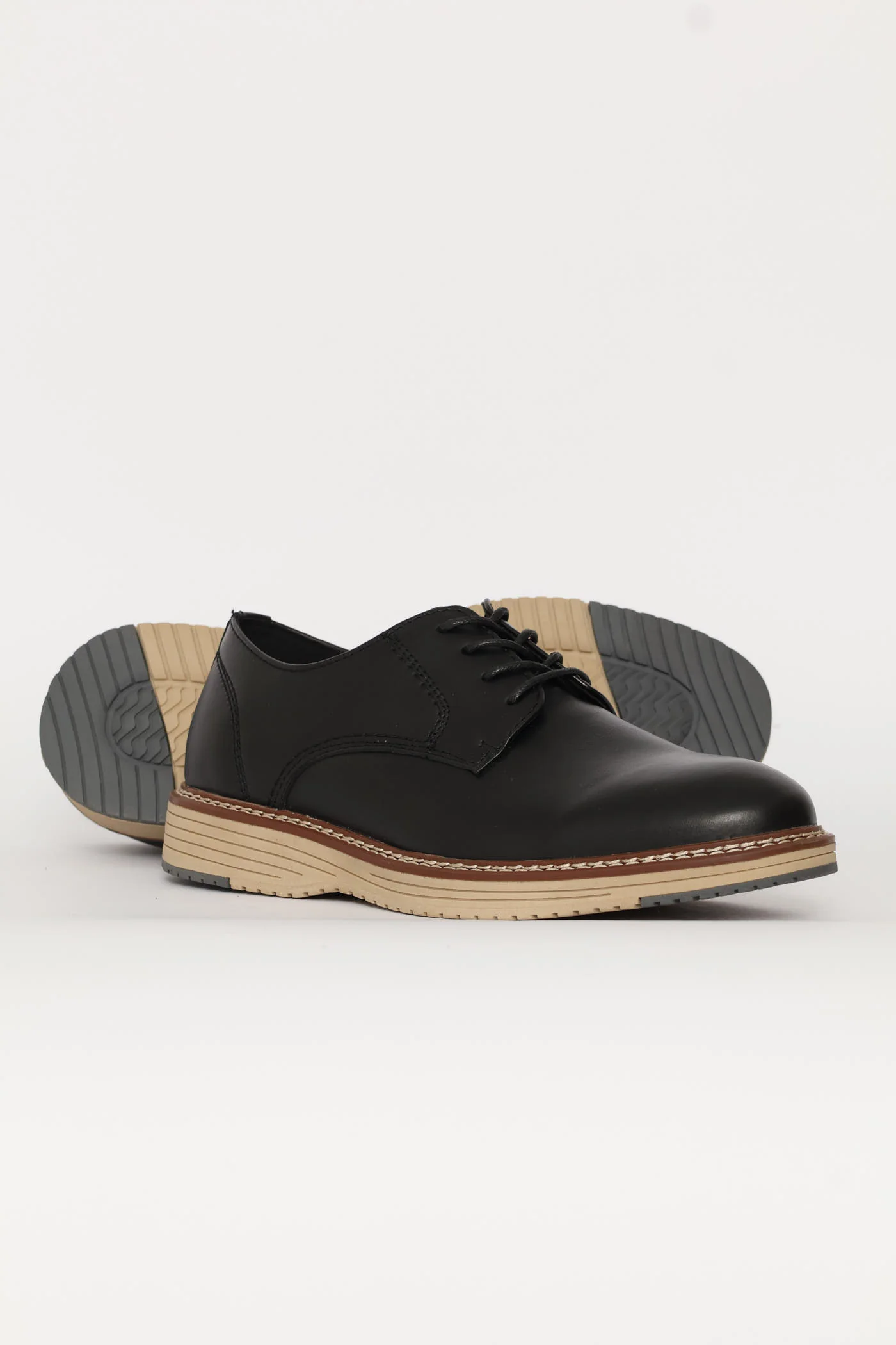 Leather Smart Casual Derby Shoe - Black - Image 5