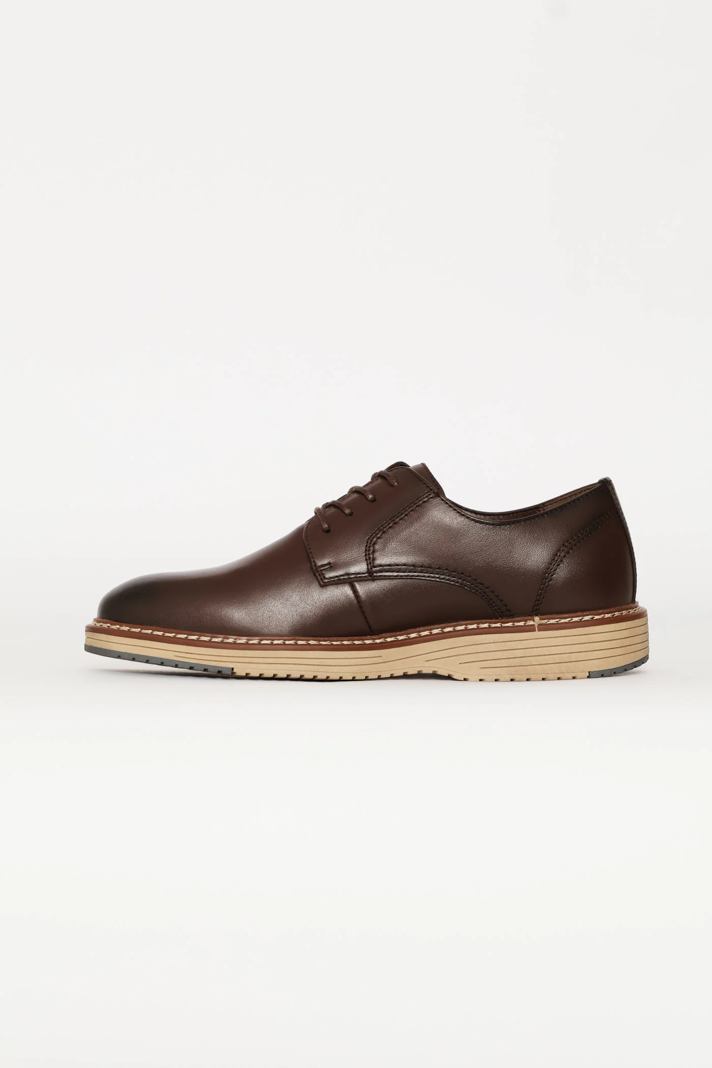 Leather Smart Casual Derby Shoe - Chocolate - Image 3