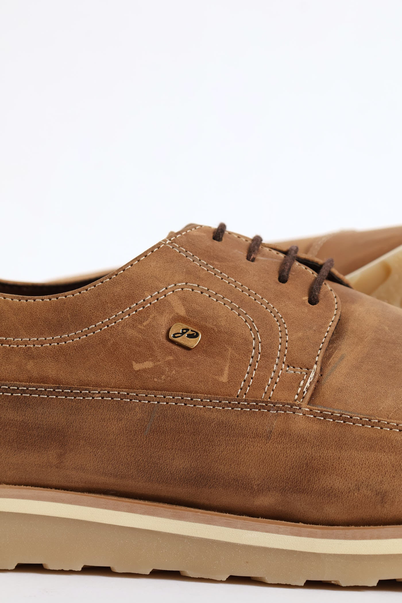 Leather Smart Casual Lace Up Shoe - Stone - Image 2