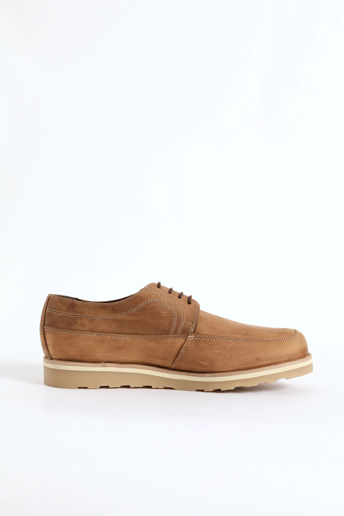 Leather Smart Casual Lace Up Shoe - Stone - Image 4