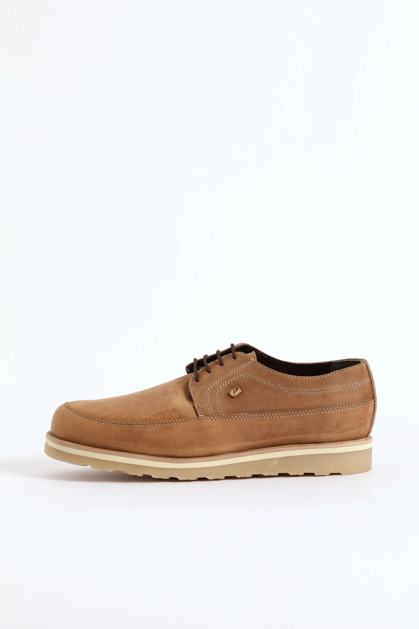 Leather Smart Casual Lace Up Shoe - Stone - Image 5