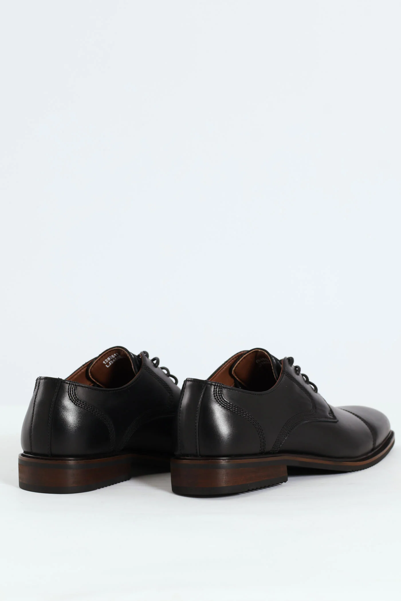 Leather Stitched Toe Cap Derby Shoe - Black - Image 4