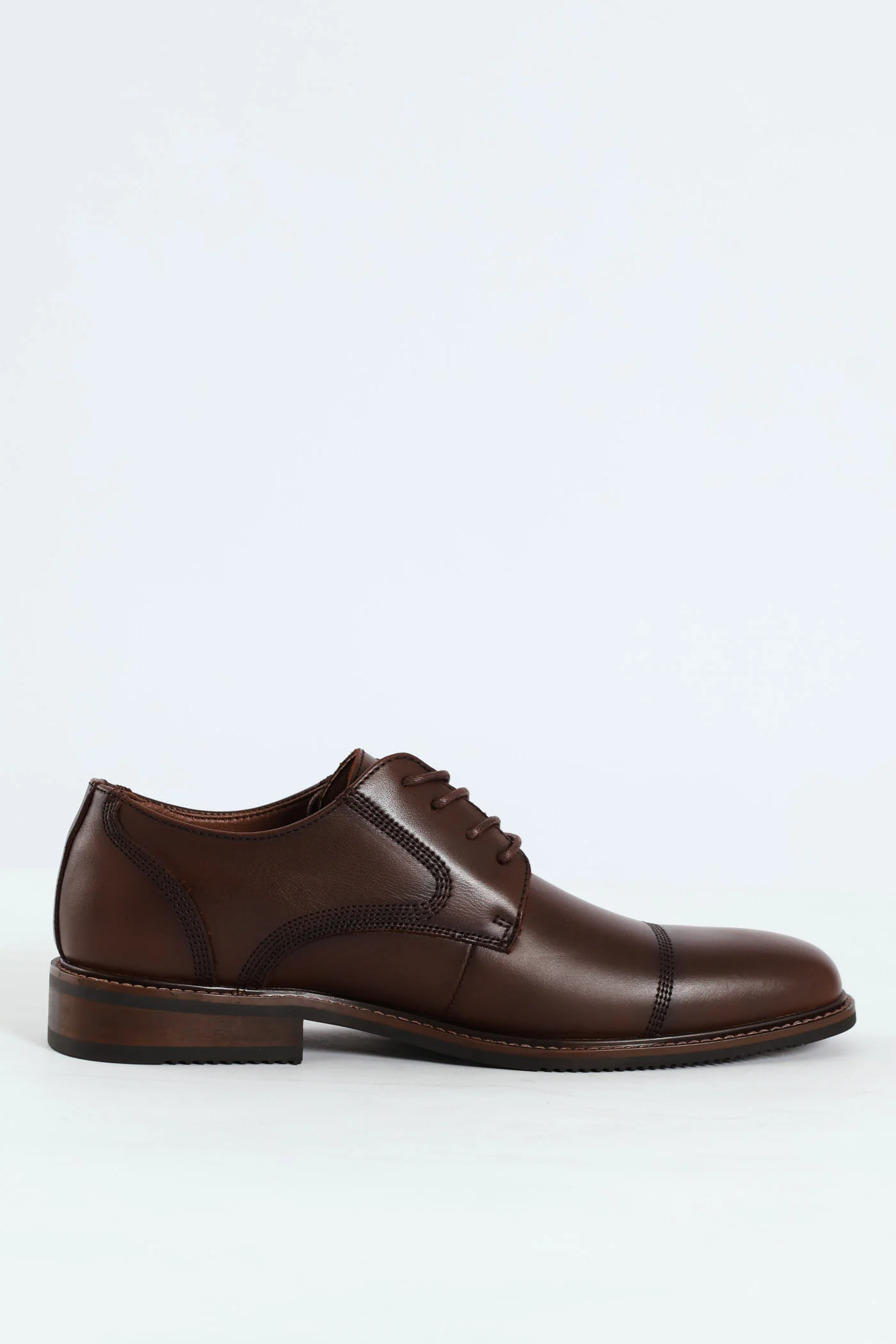 Leather Stitched Toe Cap Derby Shoe - Chocolate - Image 2