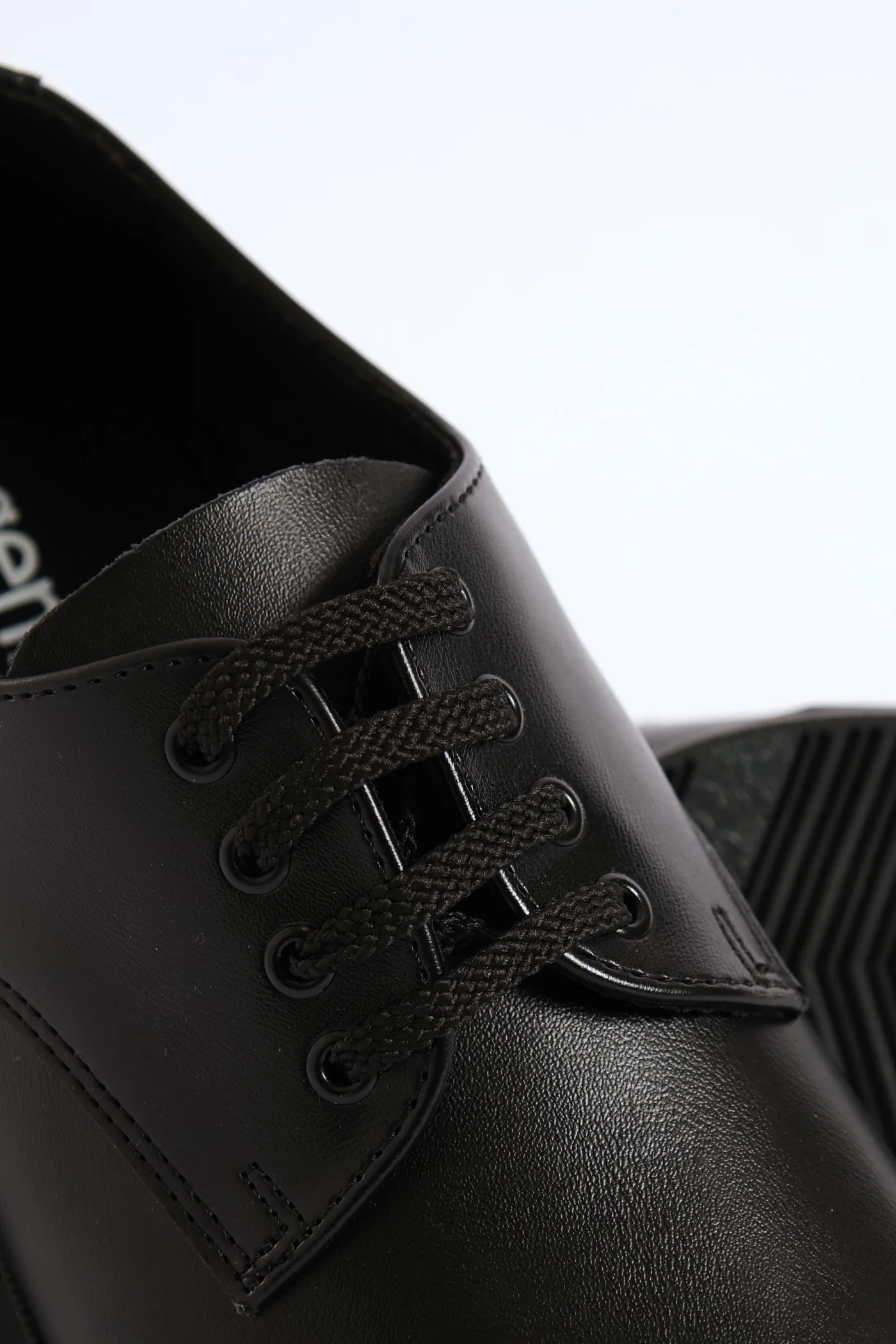 Leather Youth Lace-Up School Shoe - Black - Image 6