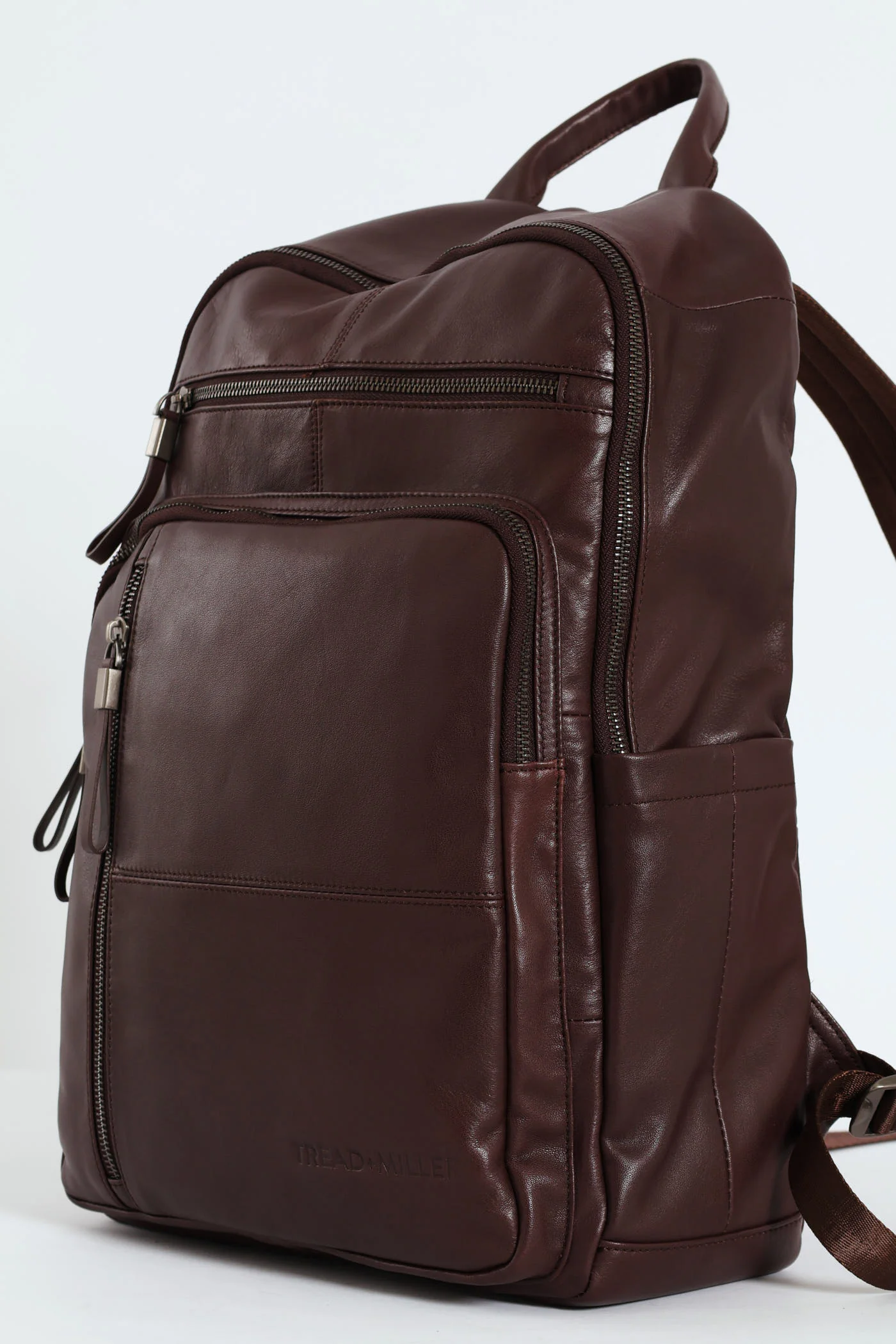 Leather Zipped Backpack - Brown - Image 3