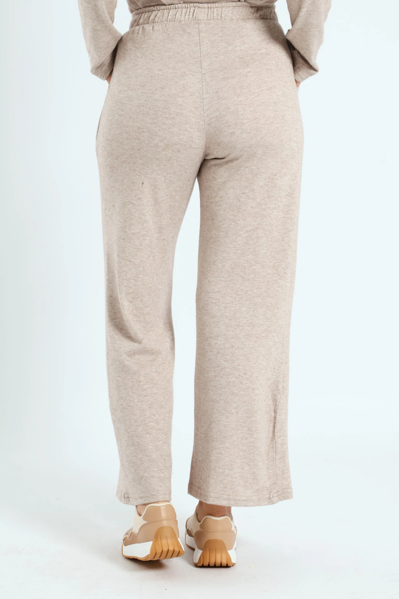 Leisure Wide Leg Jogger - Oatmeal Melange - Image 4