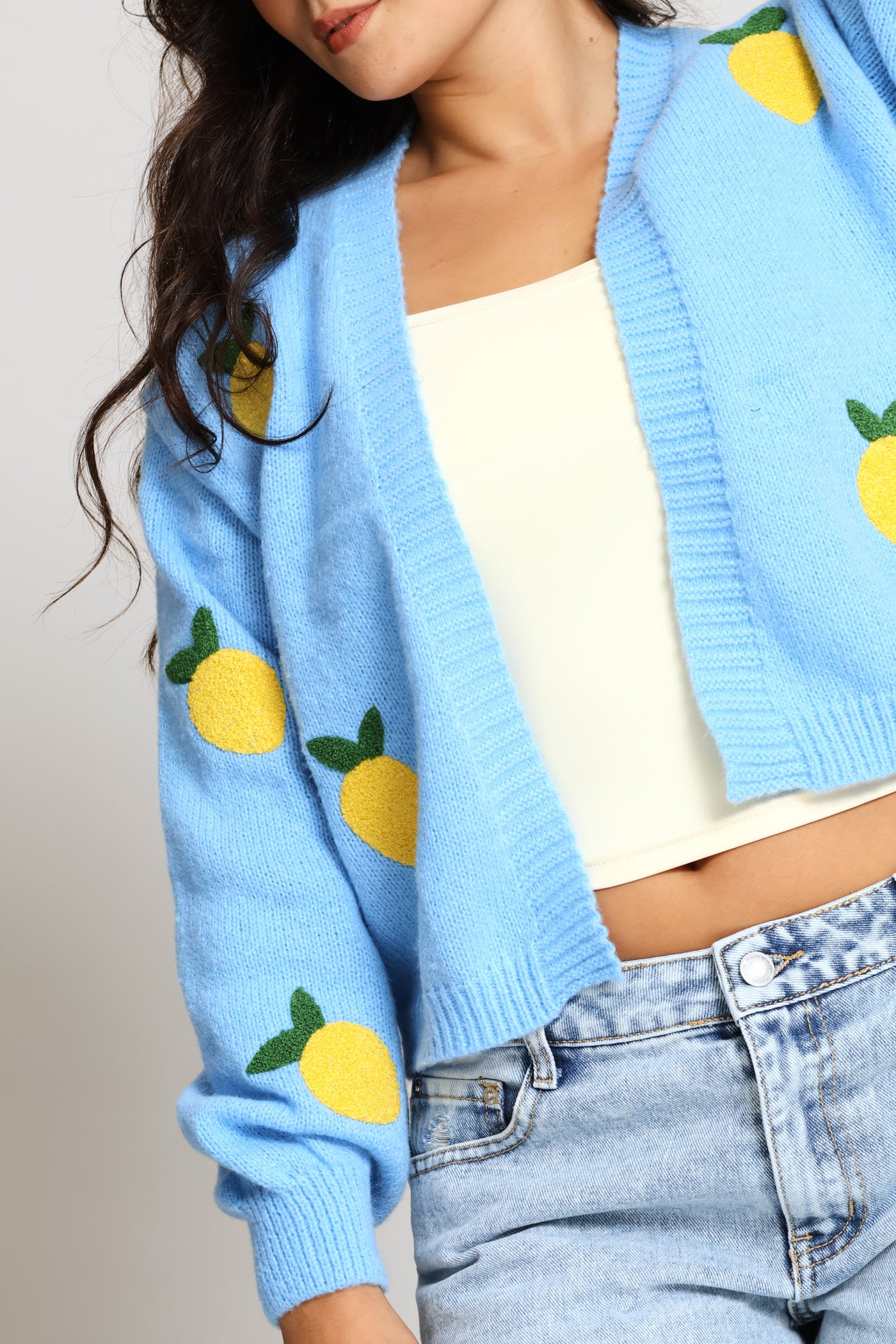 Lemon Open Cardi - Light Blue - Image 4