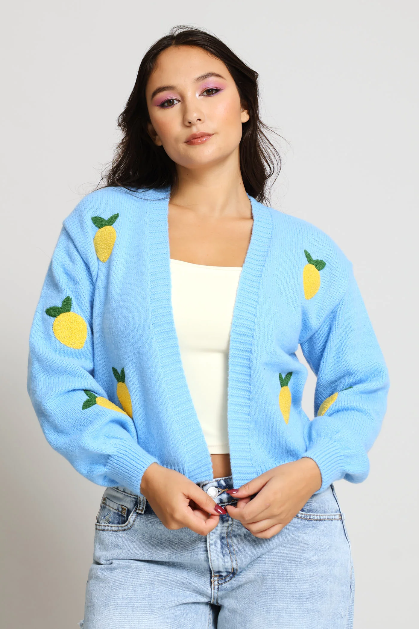Lemon Open Cardi - Light Blue - Image 5
