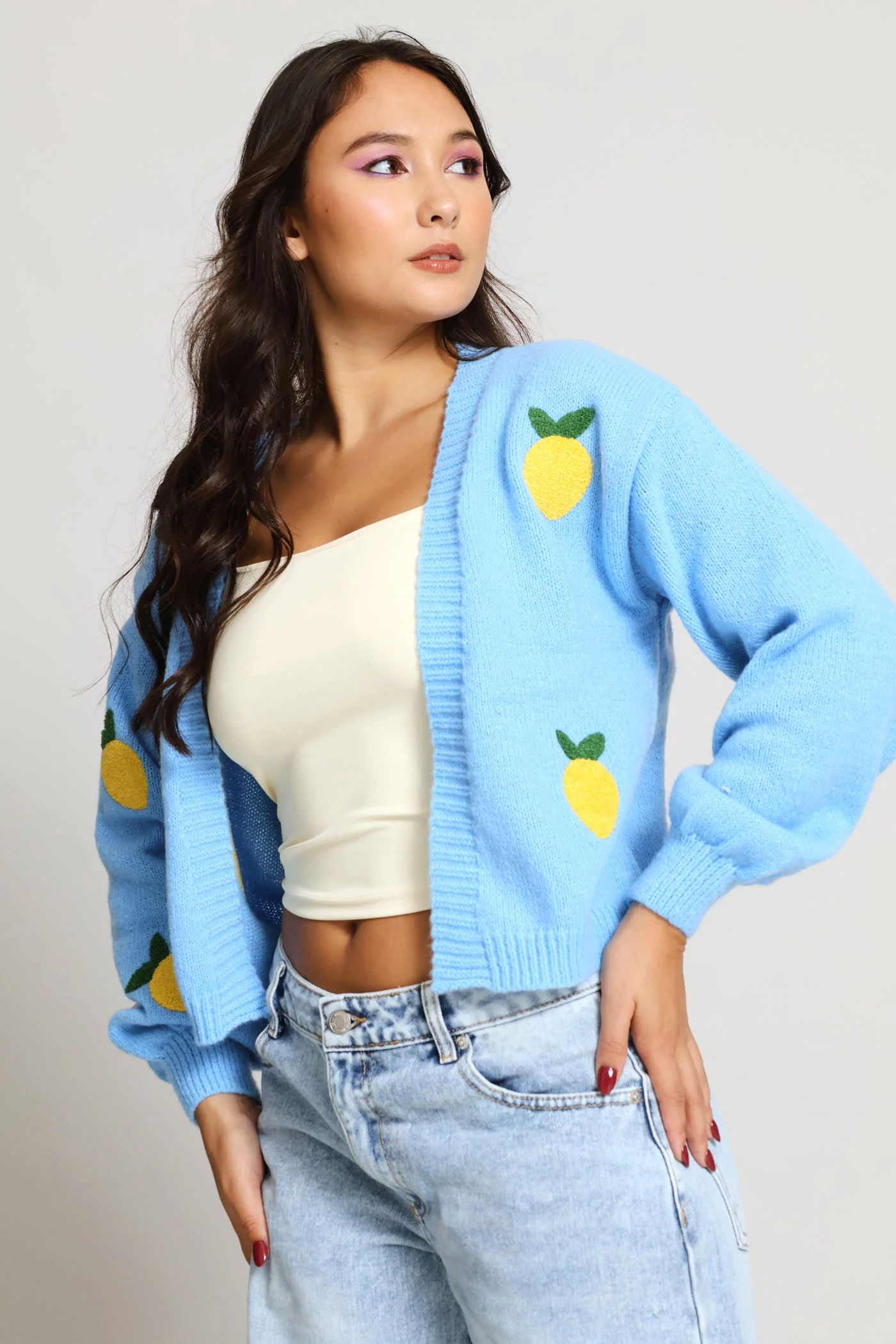 Lemon Open Cardi - Light Blue - Image 6