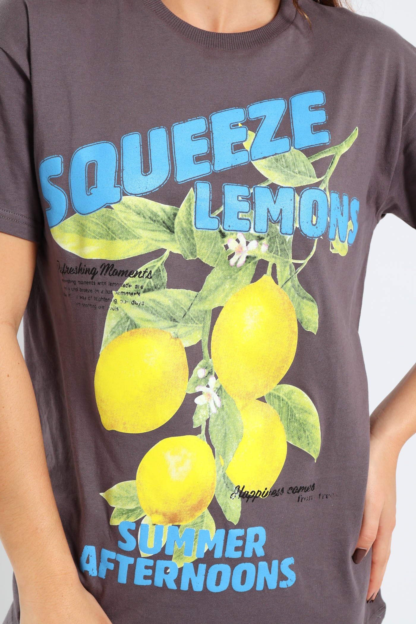 Lemon Oversized Printed Tee - Grey - Image 3