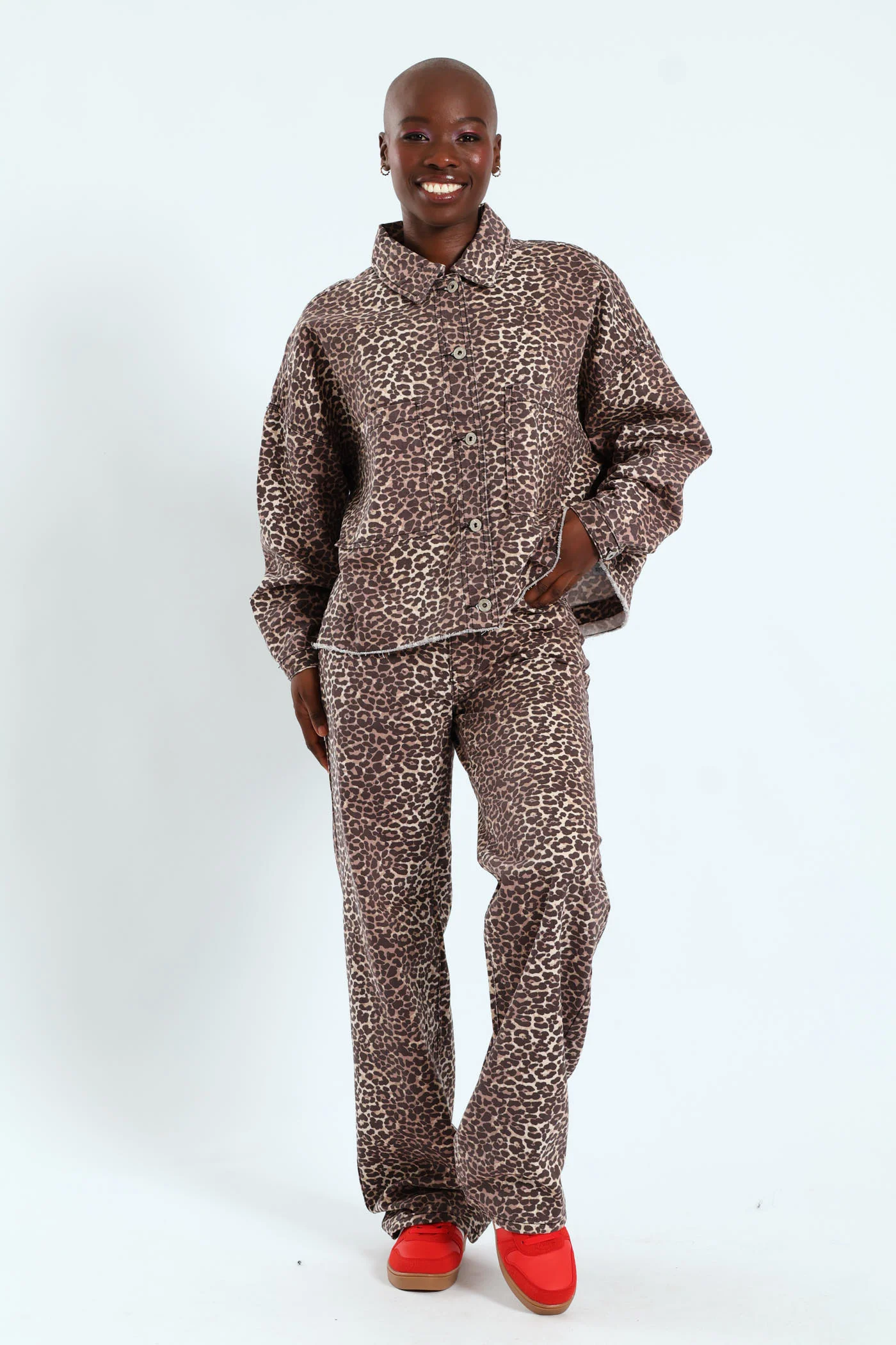 Leopard Boxy Jacket - Brown - Image 2