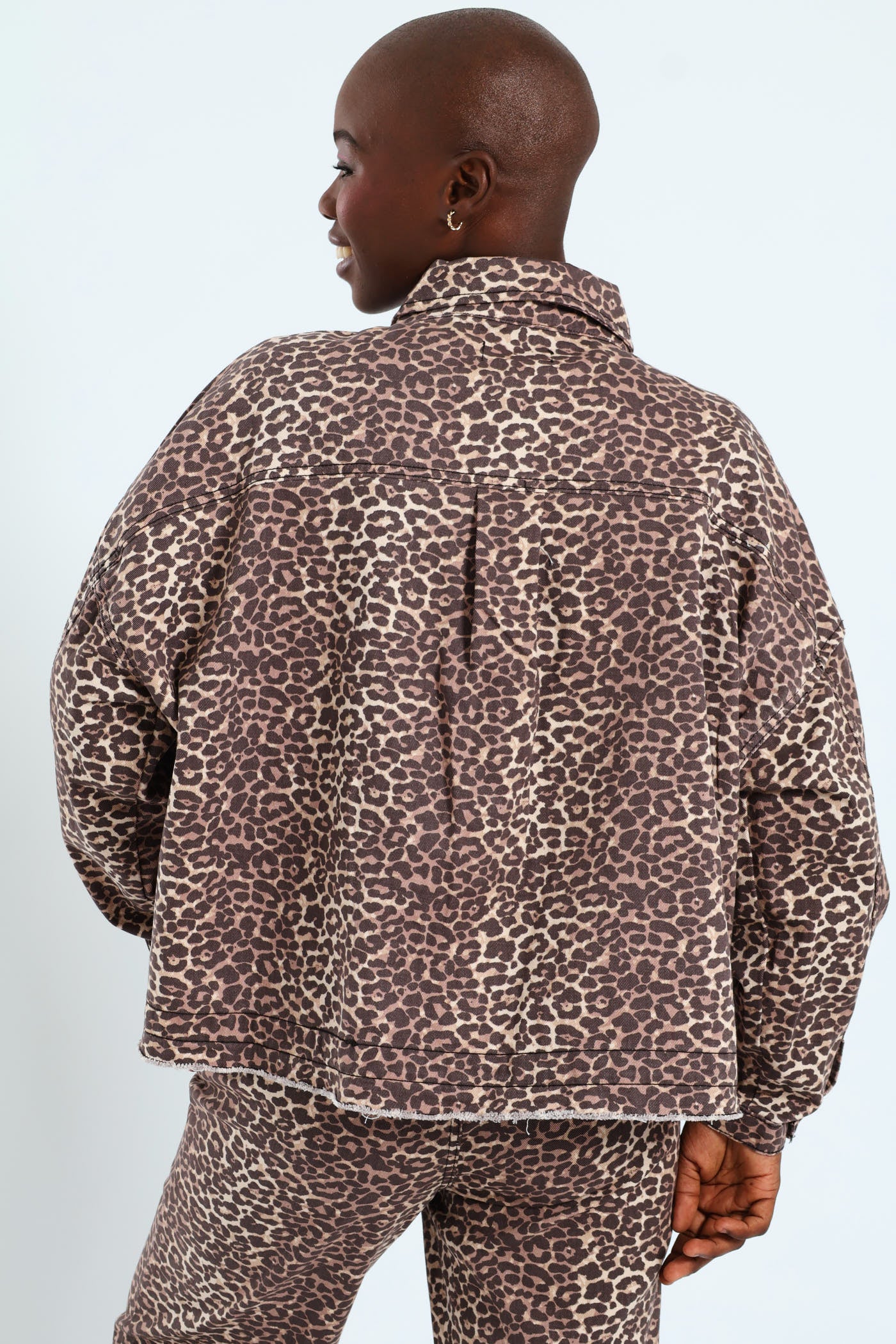 Leopard Boxy Jacket - Brown - Image 4