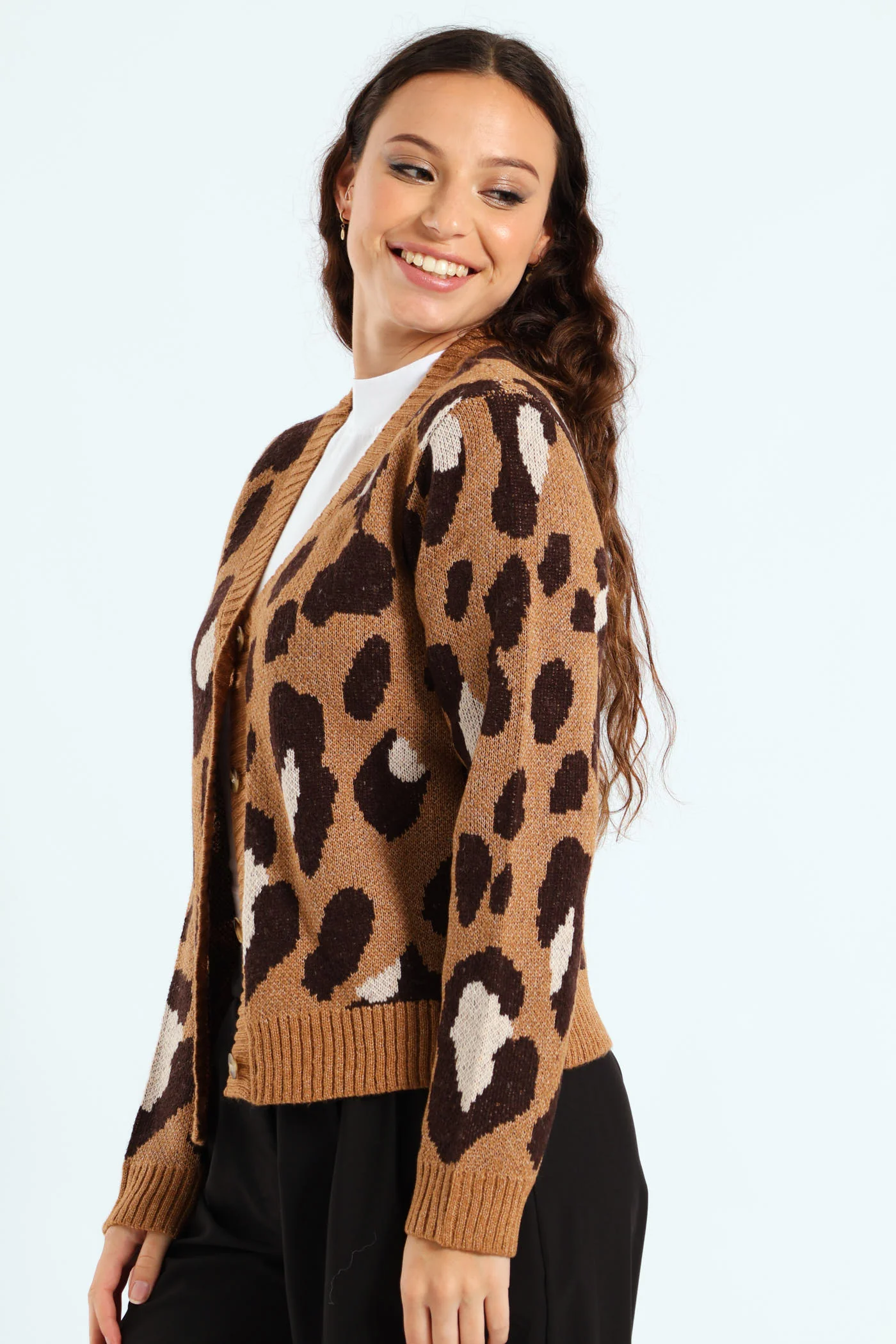 Leopard Cardigan - Tan - Image 3