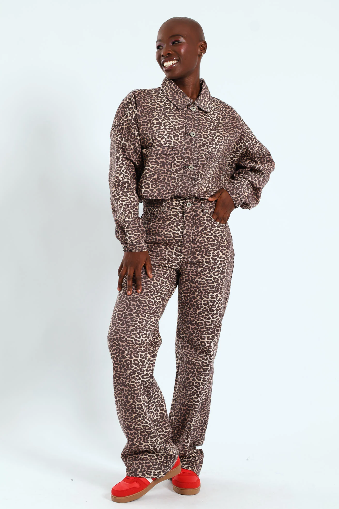 Leopard Print 90's Pants - Brown - Image 2