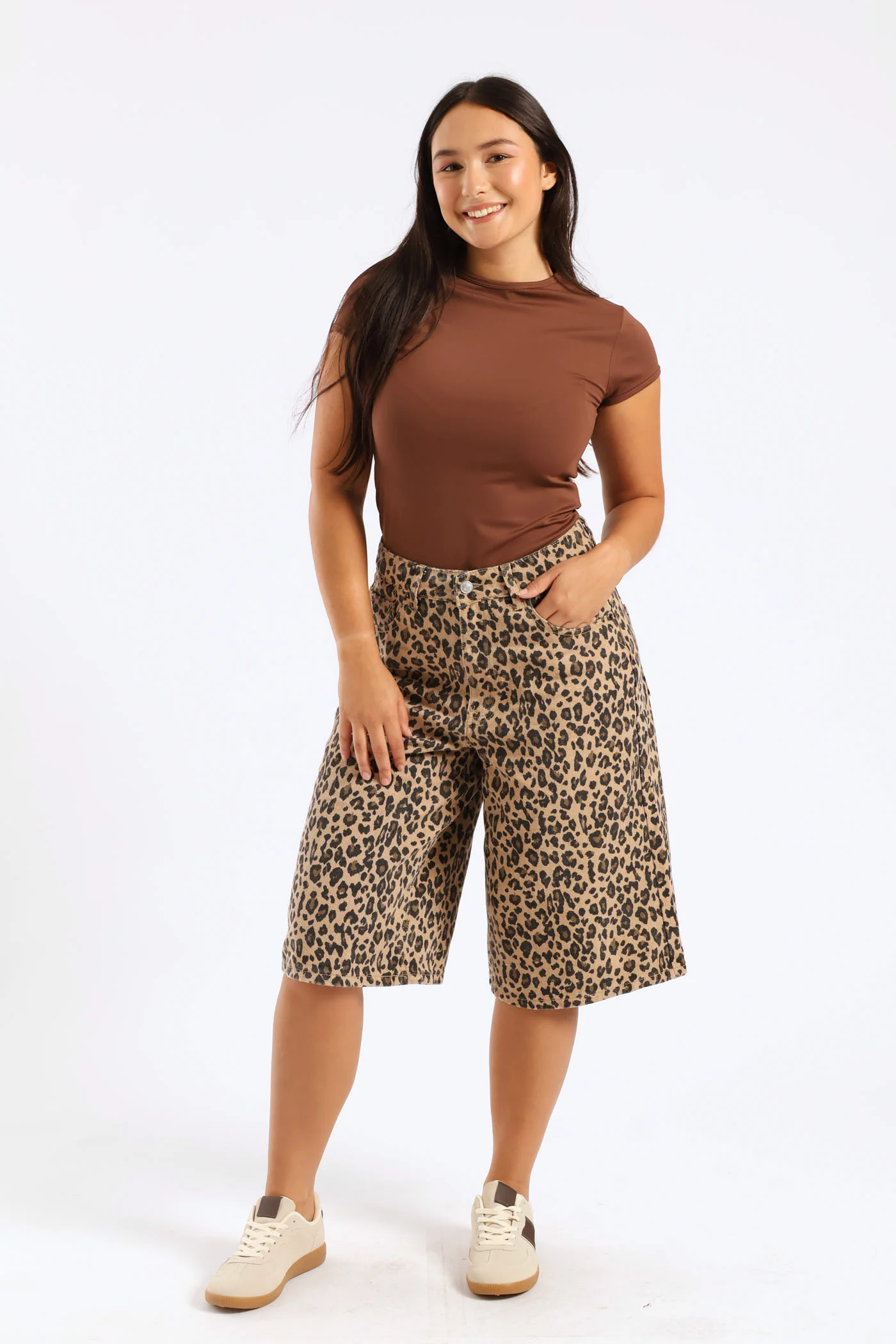 Leopard Print Jort - Beige - Image 2