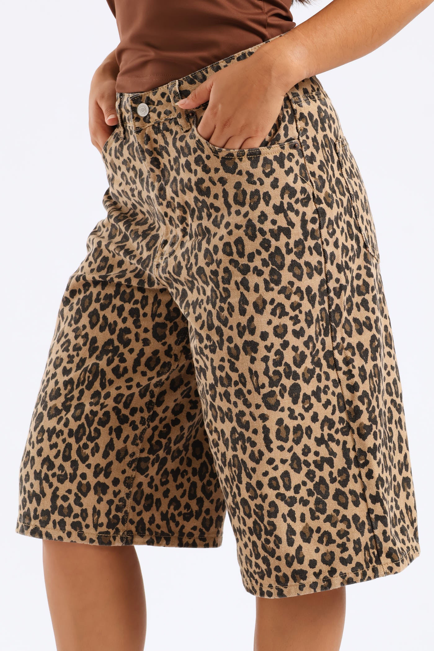 Leopard Print Jort - Beige - Image 3