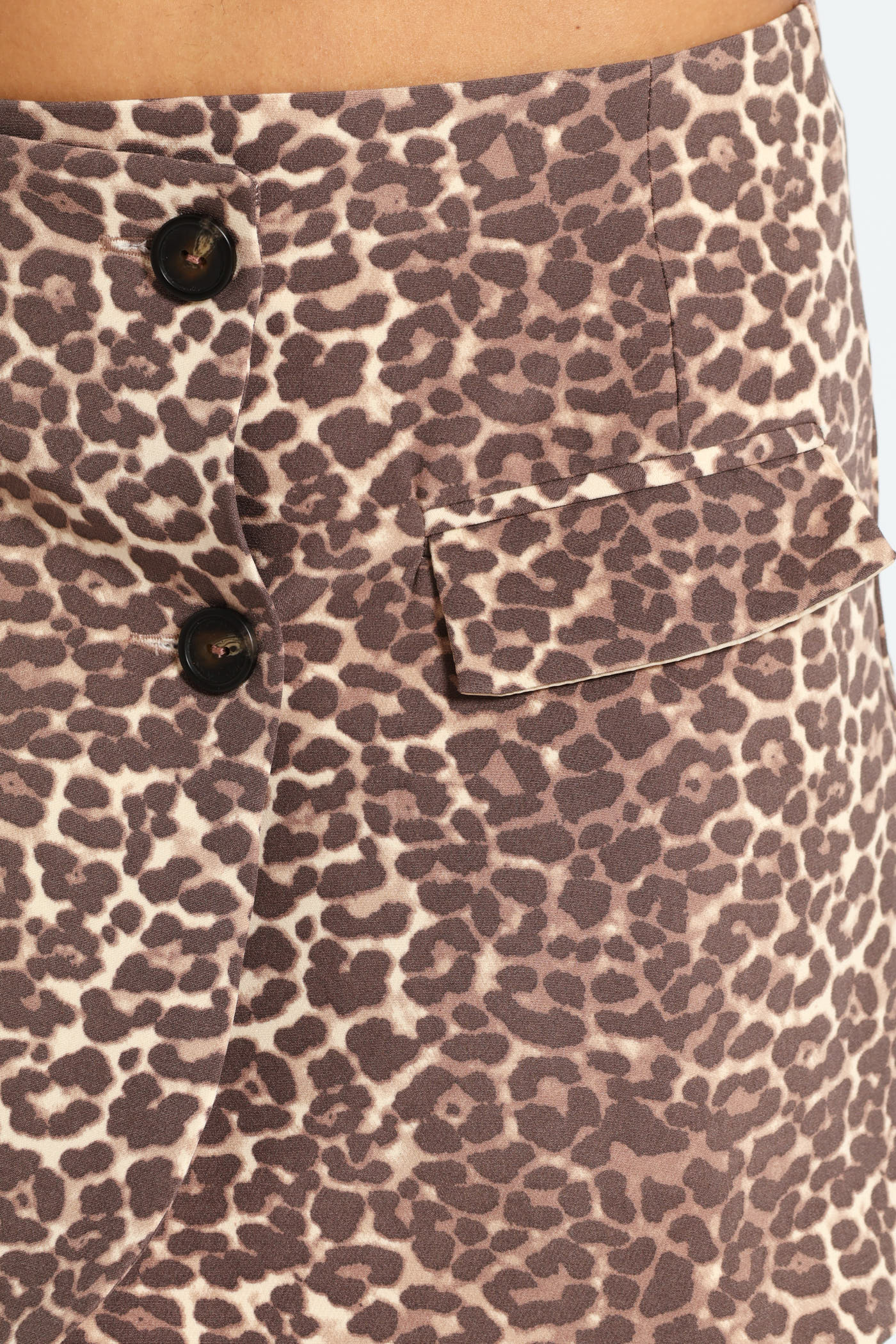 Leopard Print Wrap Skirt - Brown - Image 4