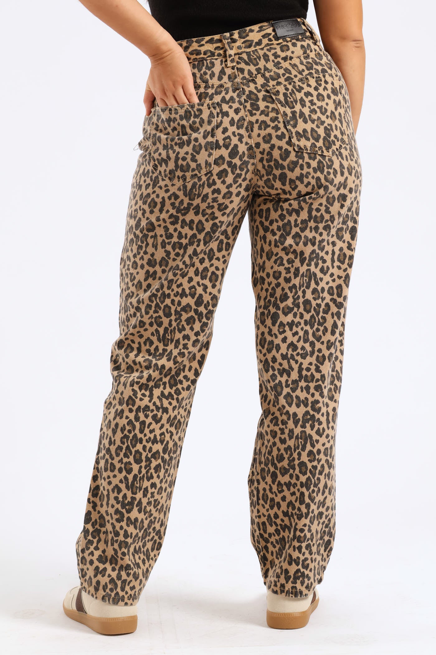 Leopard Straight Leg Denim - Beige - Image 4