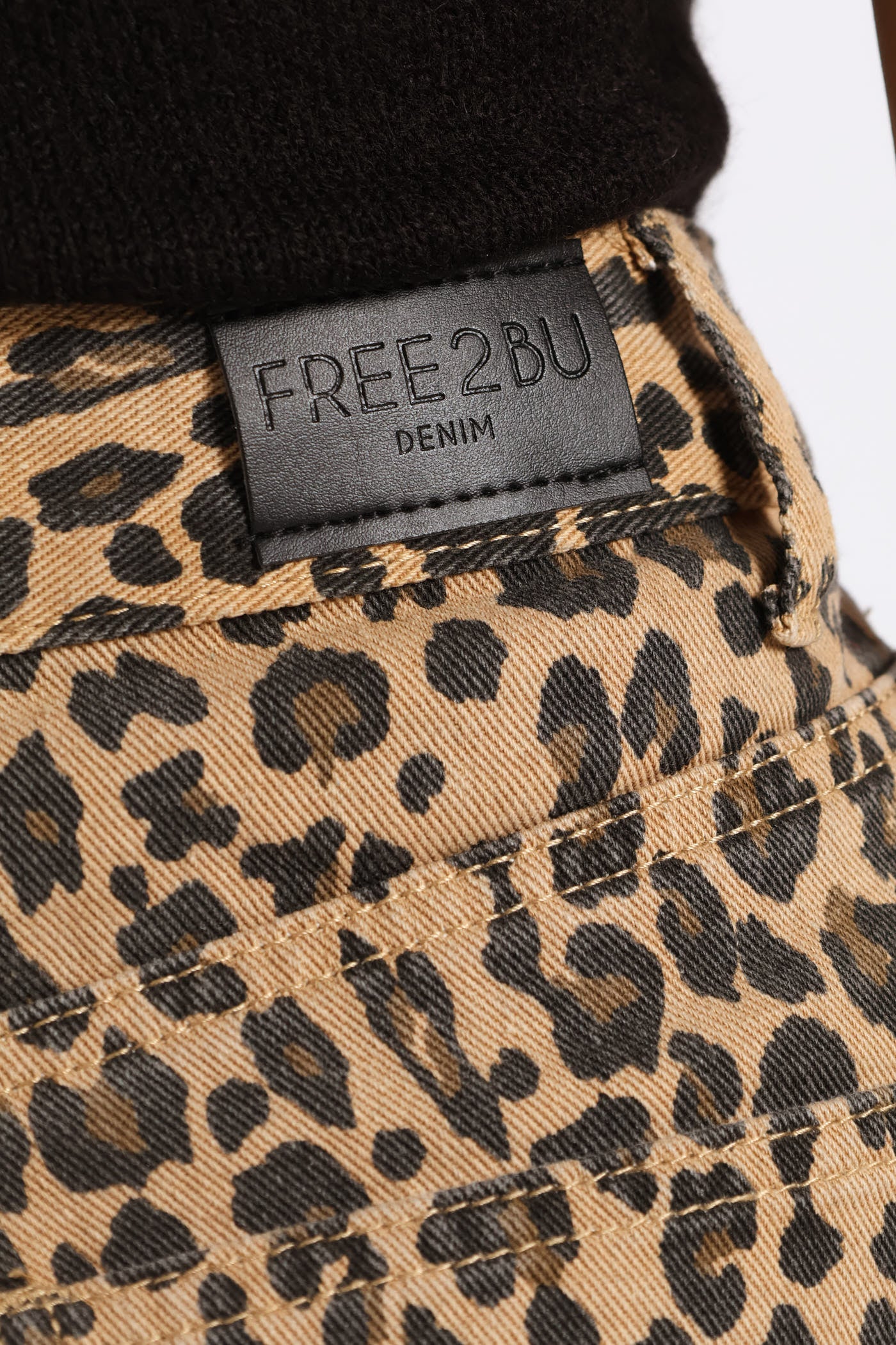 Leopard Straight Leg Denim - Beige - Image 5