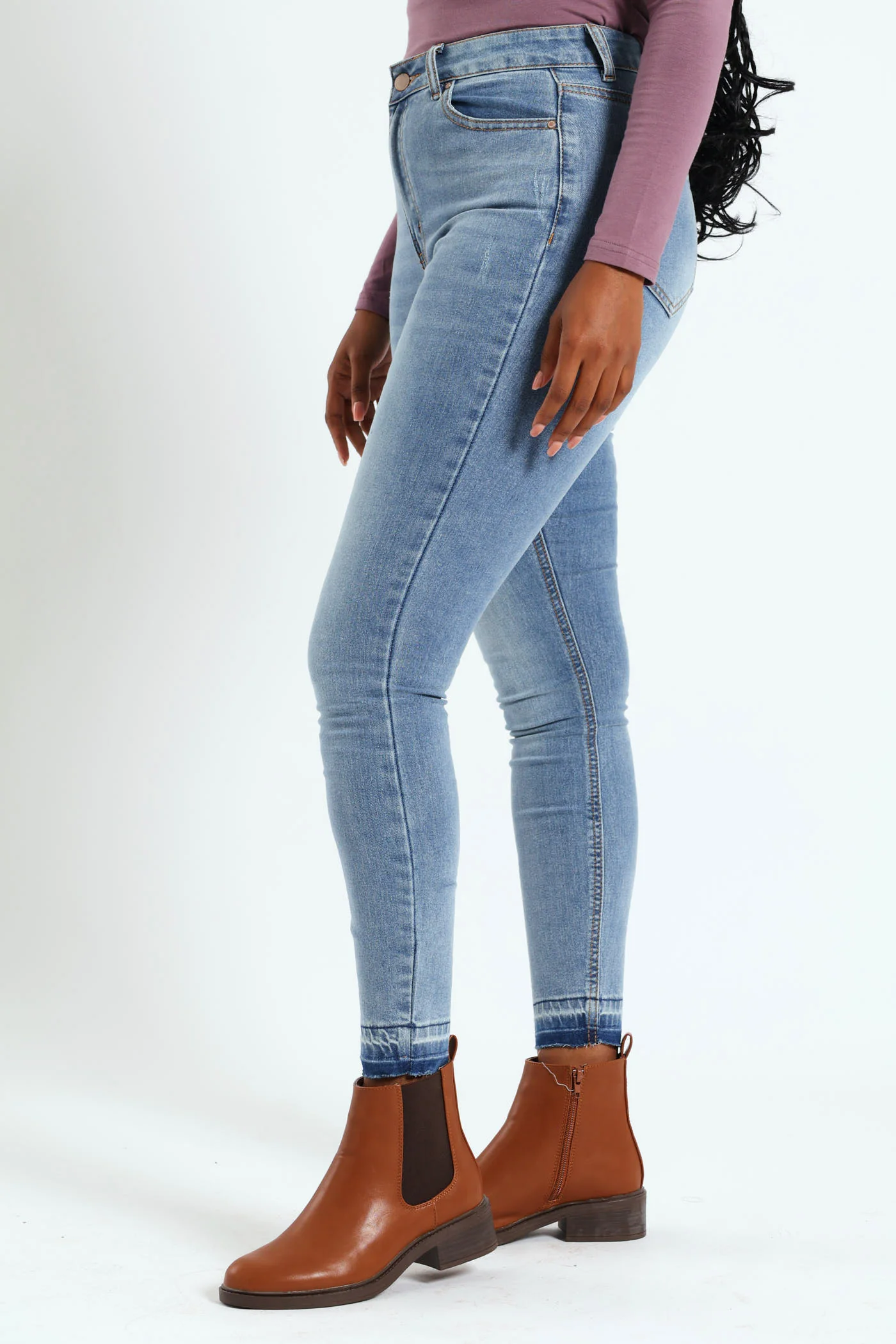Let Down Hem Push-Up Skinny Jean - Stonewash - Image 2