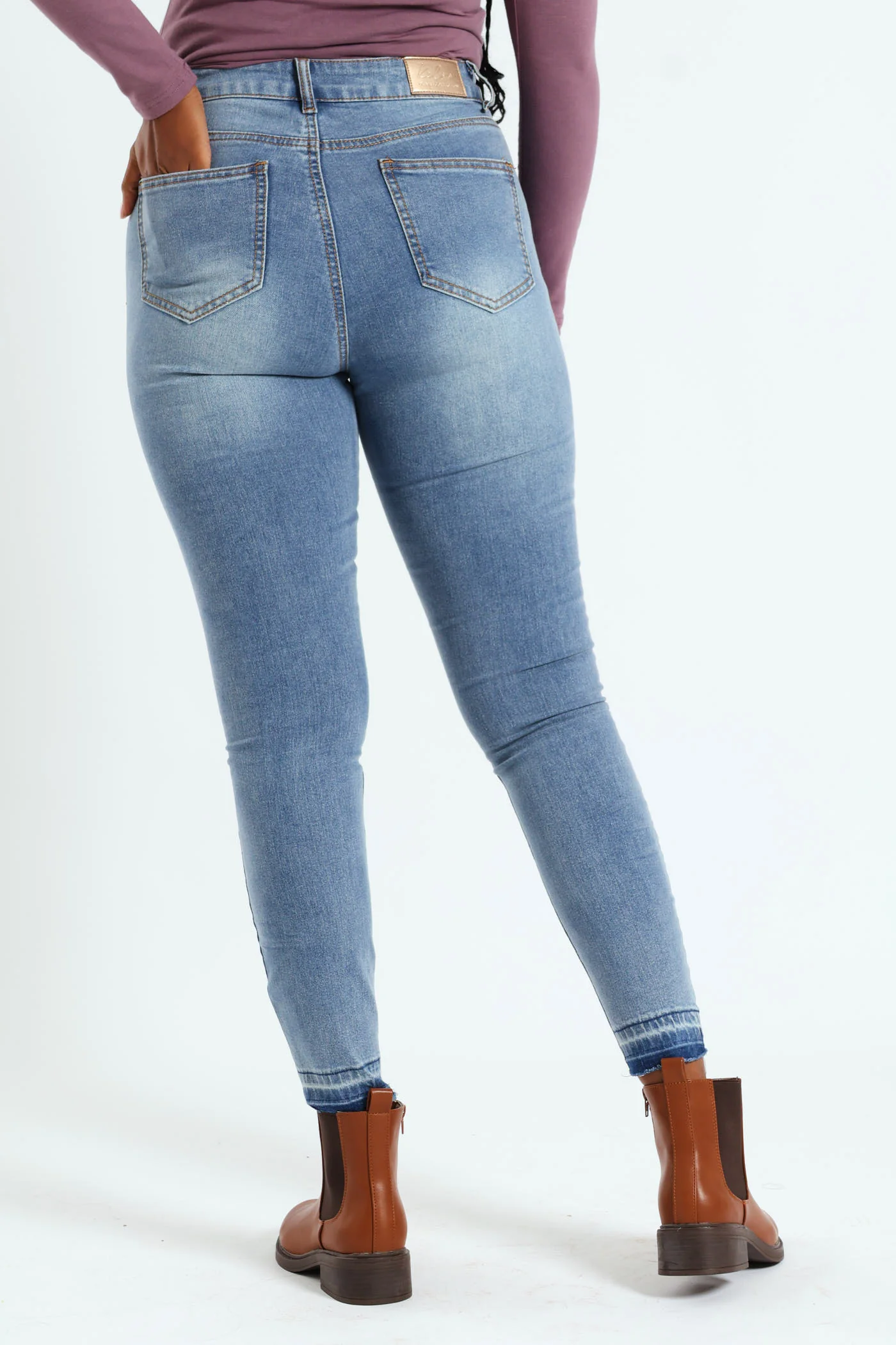 Let Down Hem Push-Up Skinny Jean - Stonewash - Image 3