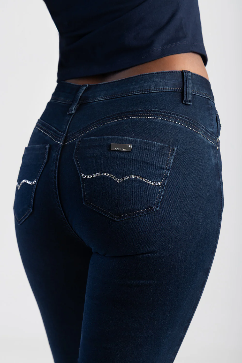 Lia Mid Waist Basic Skinny Denim - Blue/Black - Image 2