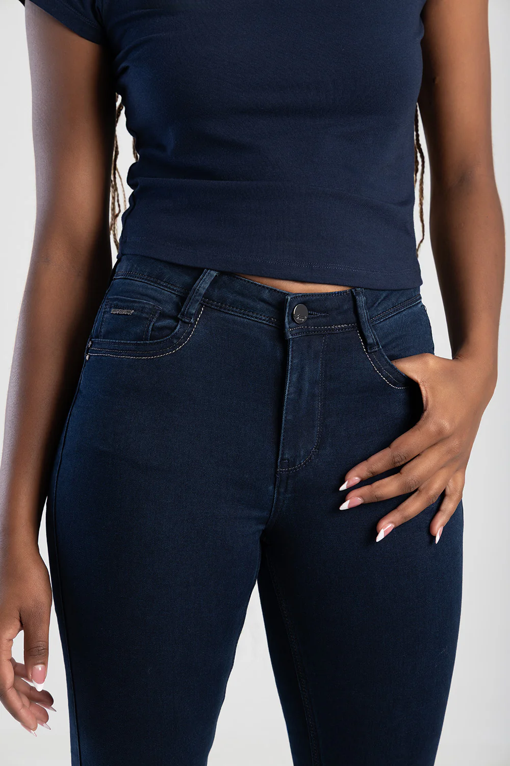 Lia Mid Waist Basic Skinny Denim - Blue/Black - Image 3