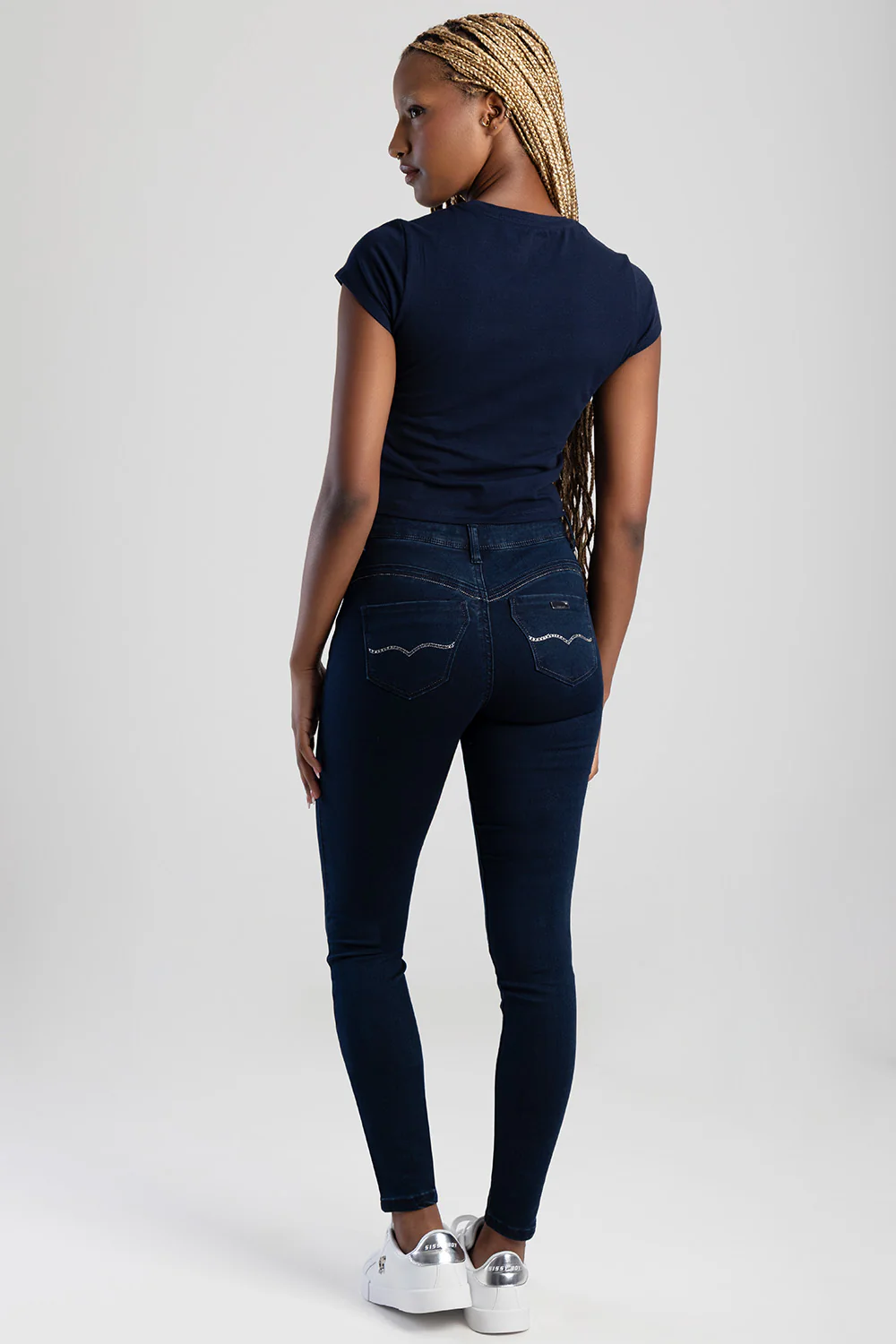 Lia Mid Waist Basic Skinny Denim - Blue/Black - Image 6