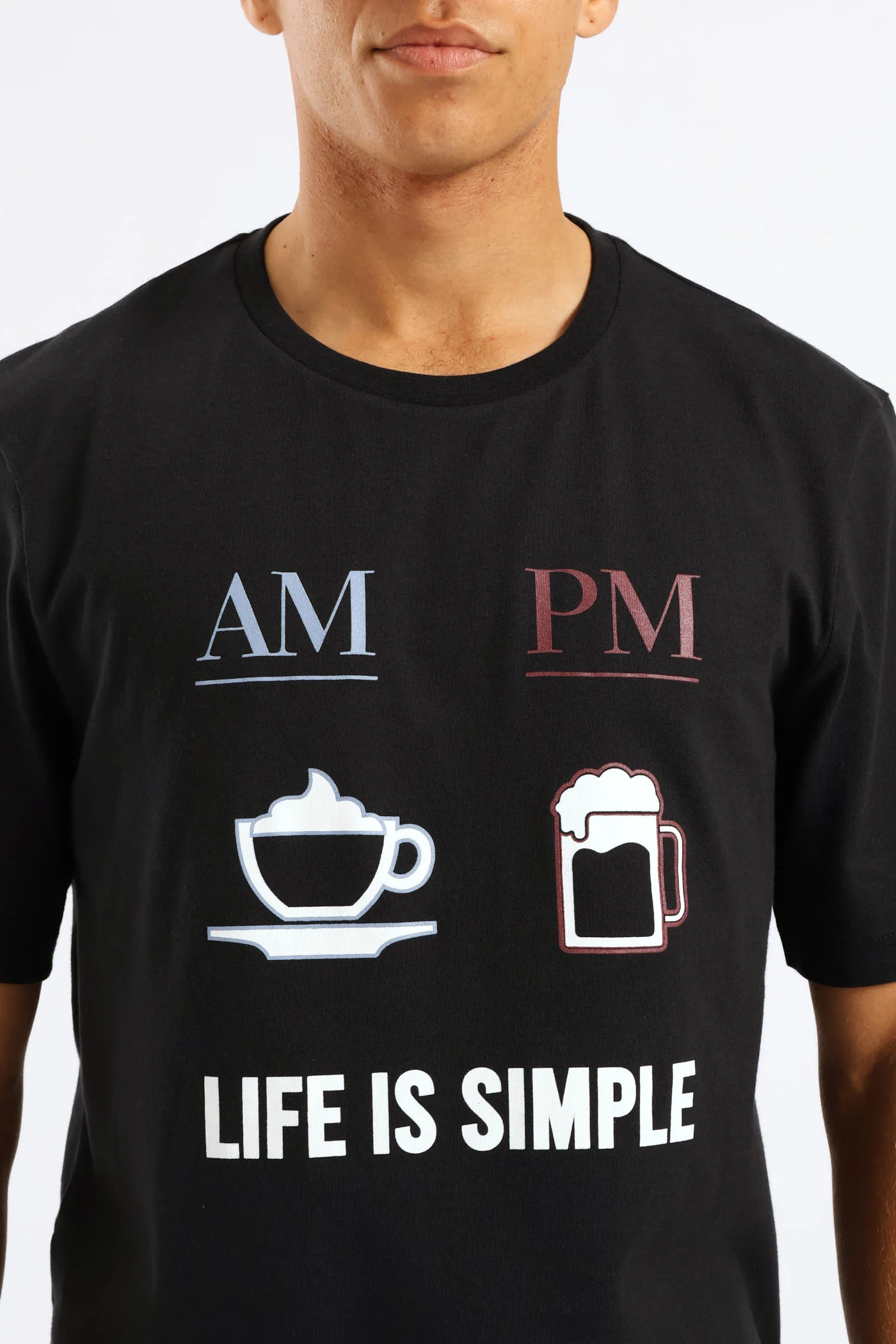 Life Is Simple Slogan Tee - Charcoal - Image 2