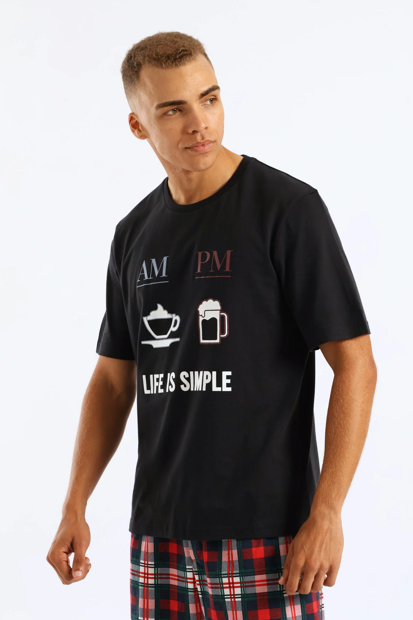 Life Is Simple Slogan Tee - Charcoal - Image 3