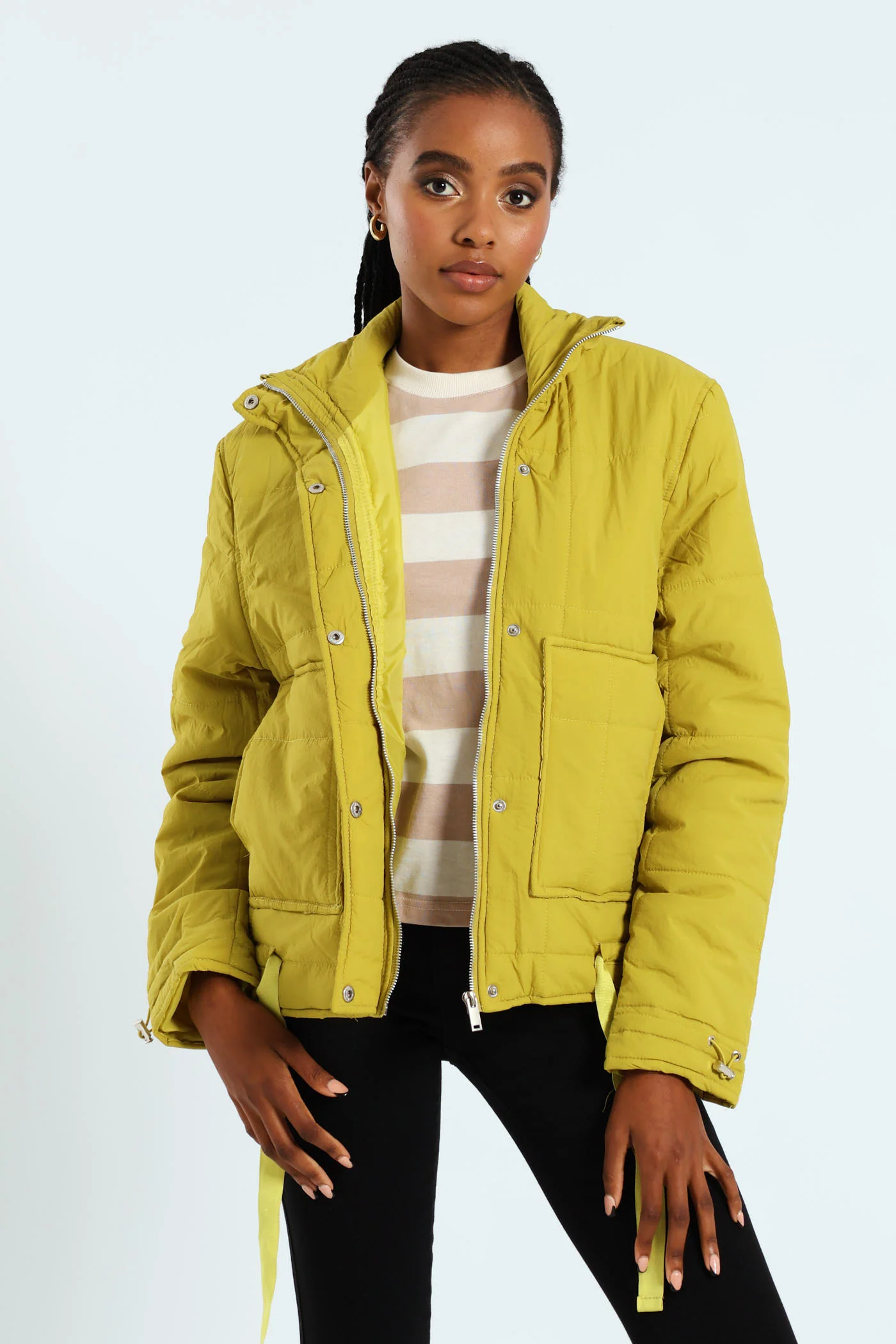 Light Weight Boxy Quilted Puffer - Chartreuse - Image 6