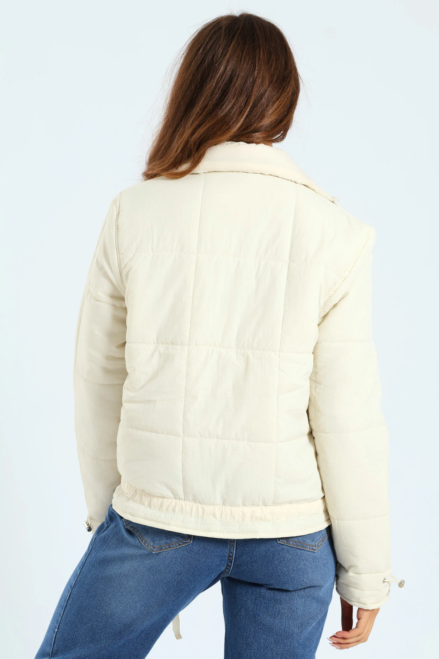 Light Weight Boxy Quilted Puffer - Fawn - Image 5