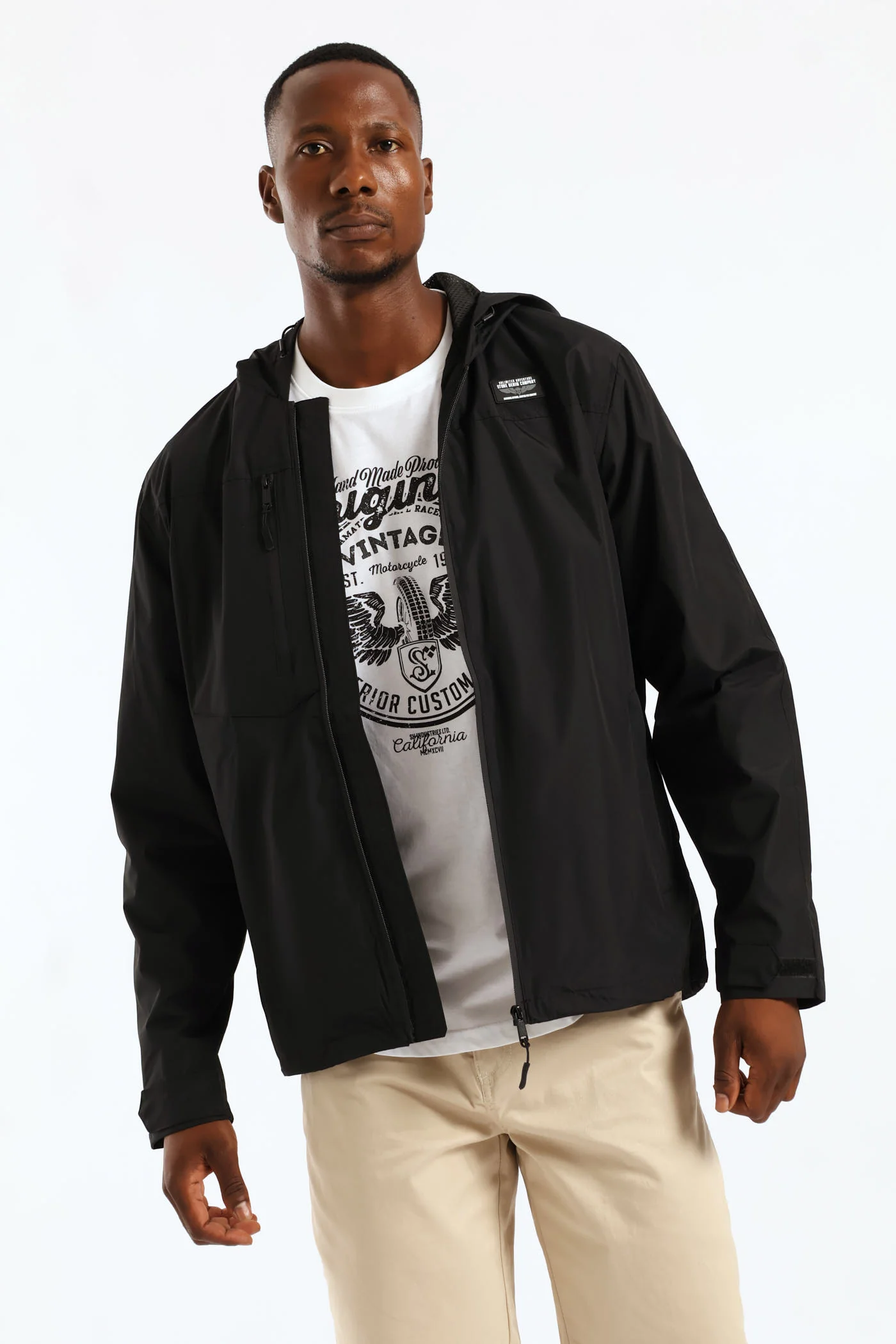 Light Weight Hooded Jacket - Black - Image 3